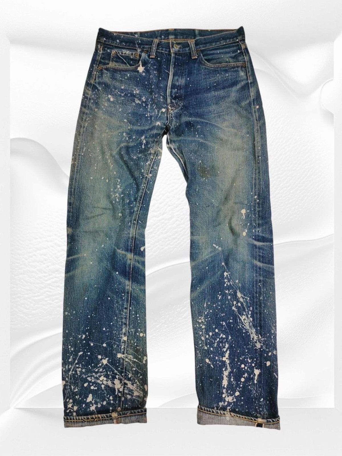 Denime × Japanese Brand Vintage Denime painter design x distressed selvedge Size US 31 - 1 Thumbnail