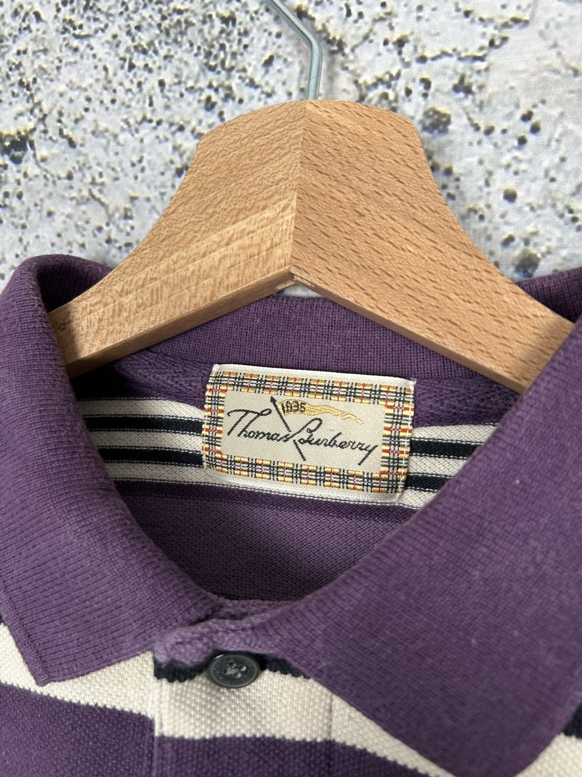 Other Vintage Thomas Burberry Stripe Purple Polo Tee Chief Keef Size US M / EU 48-50 / 2 - 5 Thumbnail