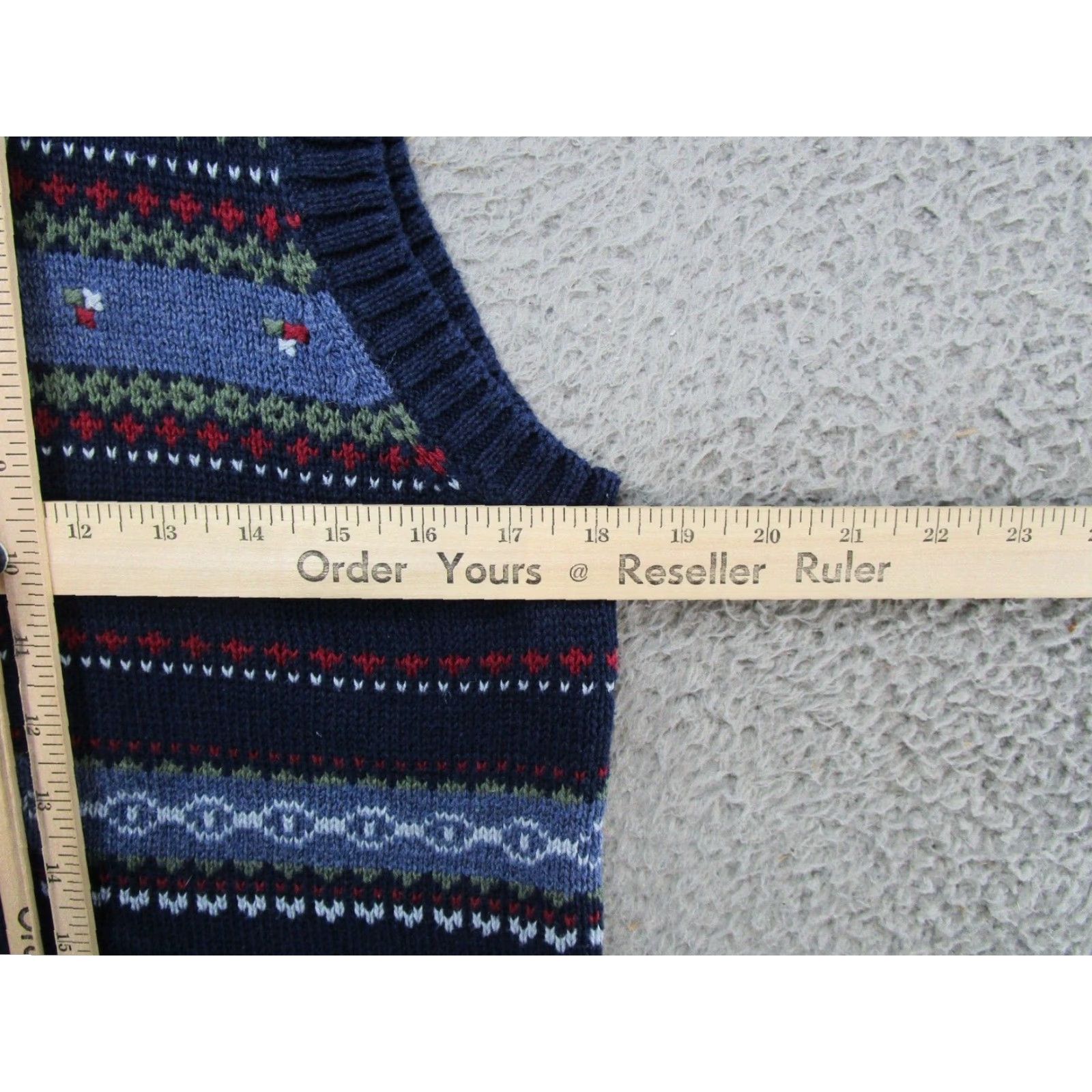 Vintage Cabin Creek Striped Fair Isle Full Zip Sweater Vest Women's M Collared Blue Sleeveless Vest Size M / US 6-8 / IT 42-44 - 5 Thumbnail