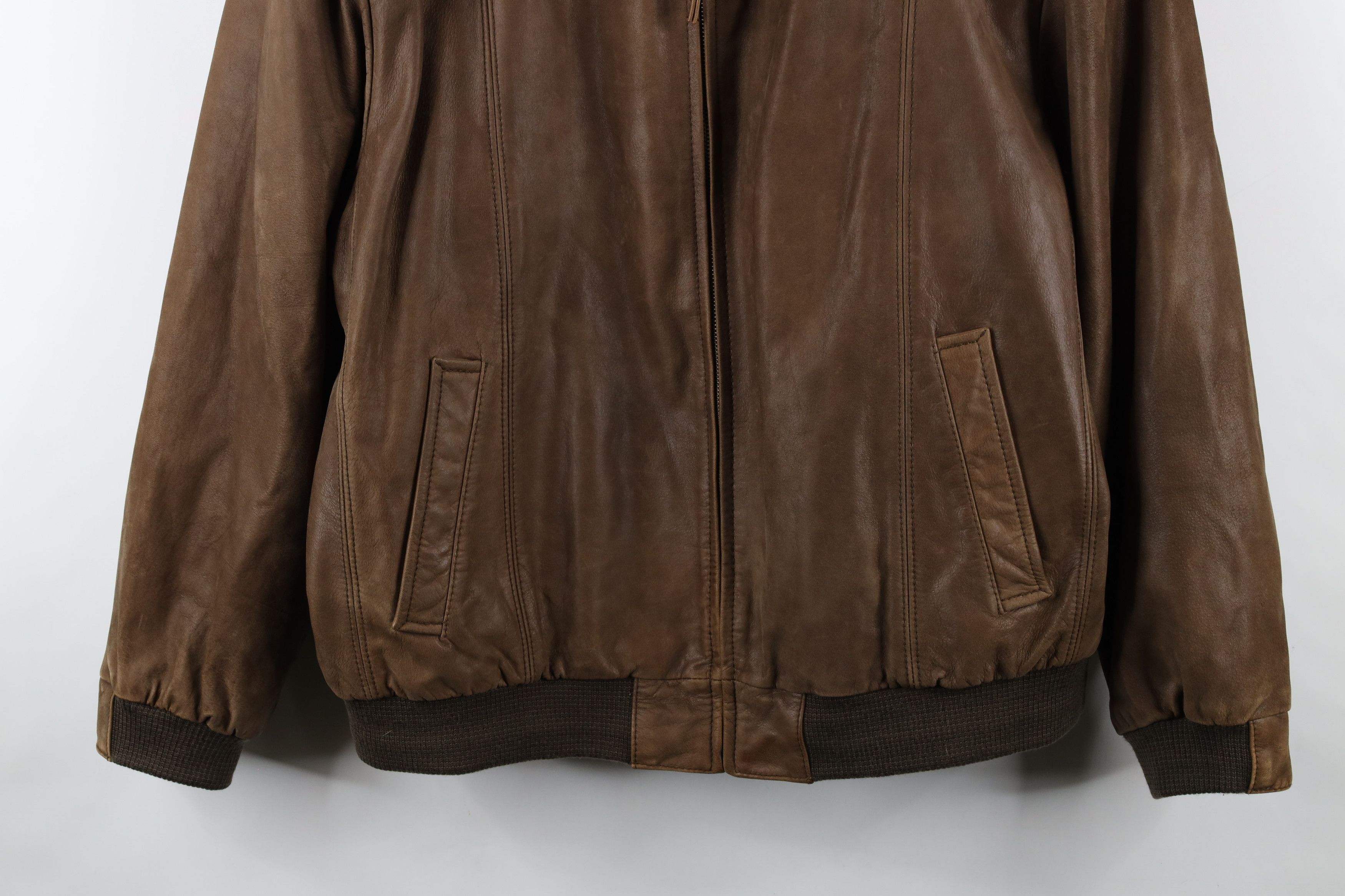 Vintage Vintage 90s Streetwear Leather Flight Bomber Jacket Brown Size US XL / EU 56 / 4 - 3 Thumbnail