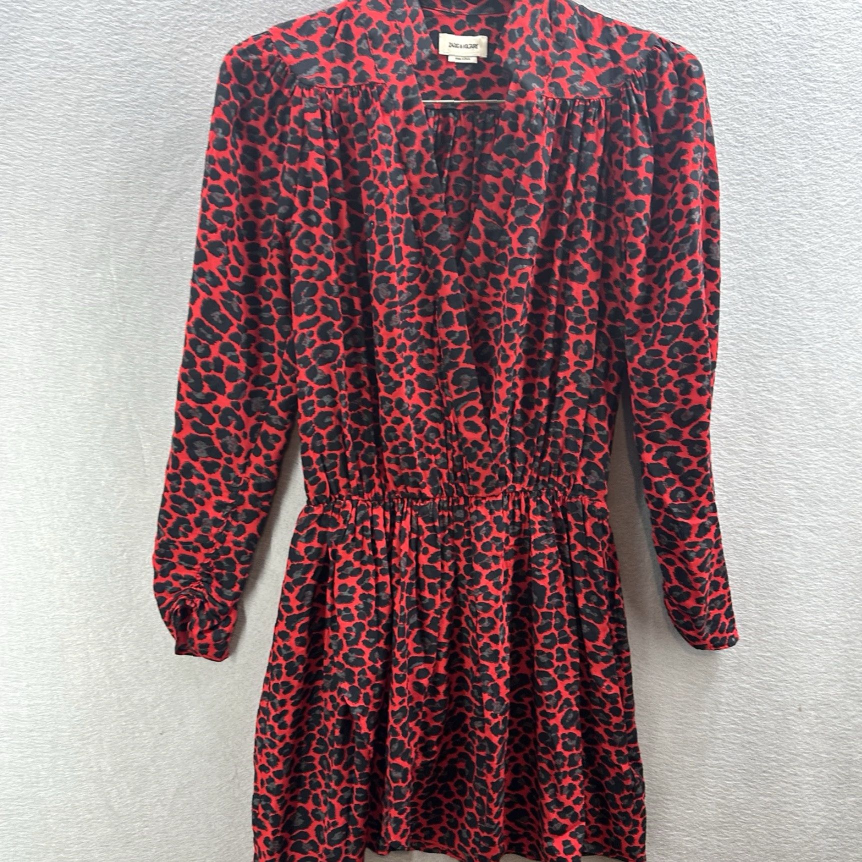 Zadig & Voltaire Zadig & Voltaire Dress Reveal Leo Womens Small Cheetah Leopard Red V-Neck Short Sleeve 90s Vintage Style Women's Dress Size S / US 4 / IT 40 - 3 Thumbnail
