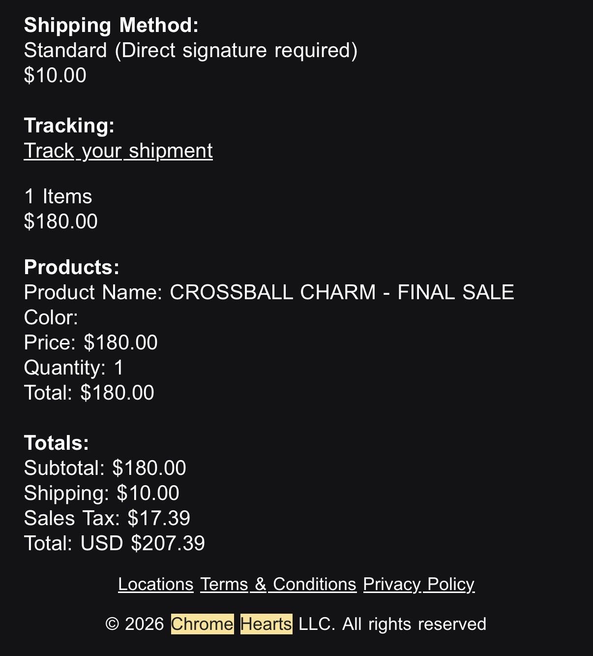 Chrome Hearts CROSSBALL CHARM Size ONE SIZE - 5 Thumbnail