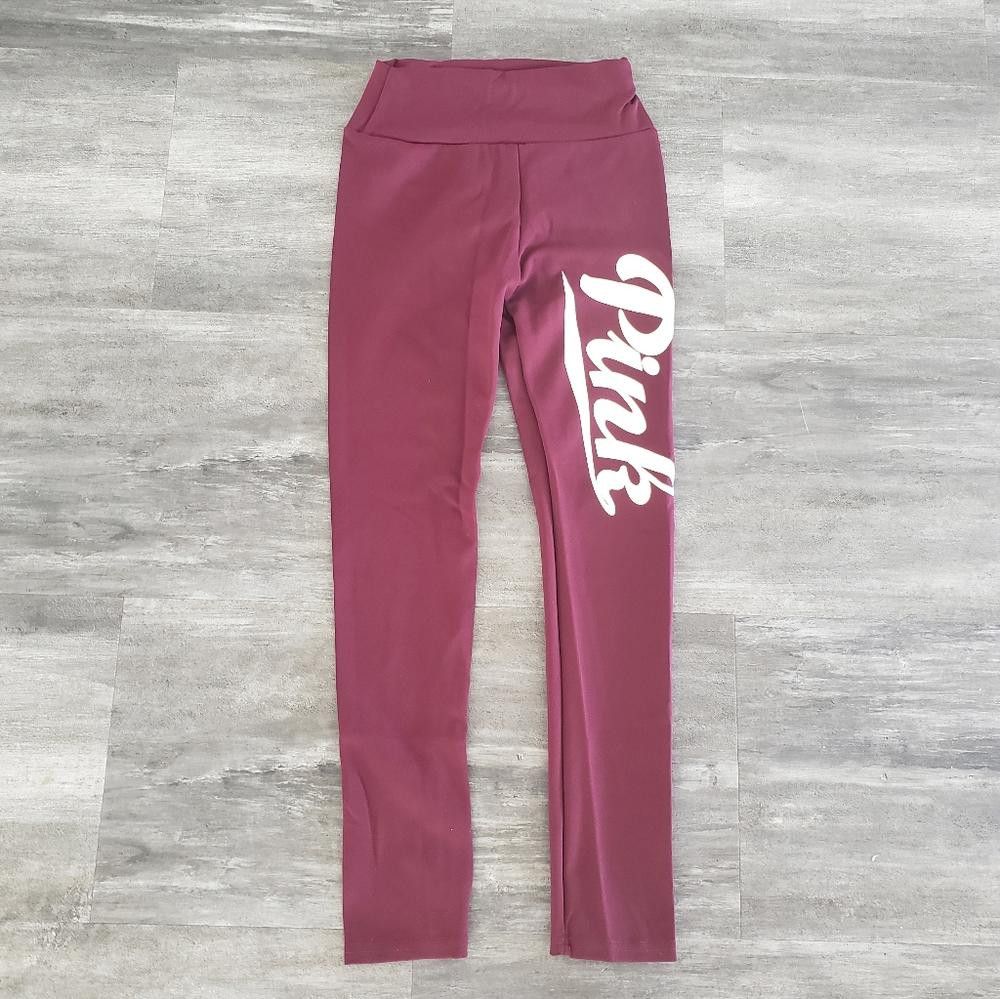 Designer Dark Burgundy VS Pink Athletic Legging Size 28" / US 6 / IT 42 - 1 Thumbnail