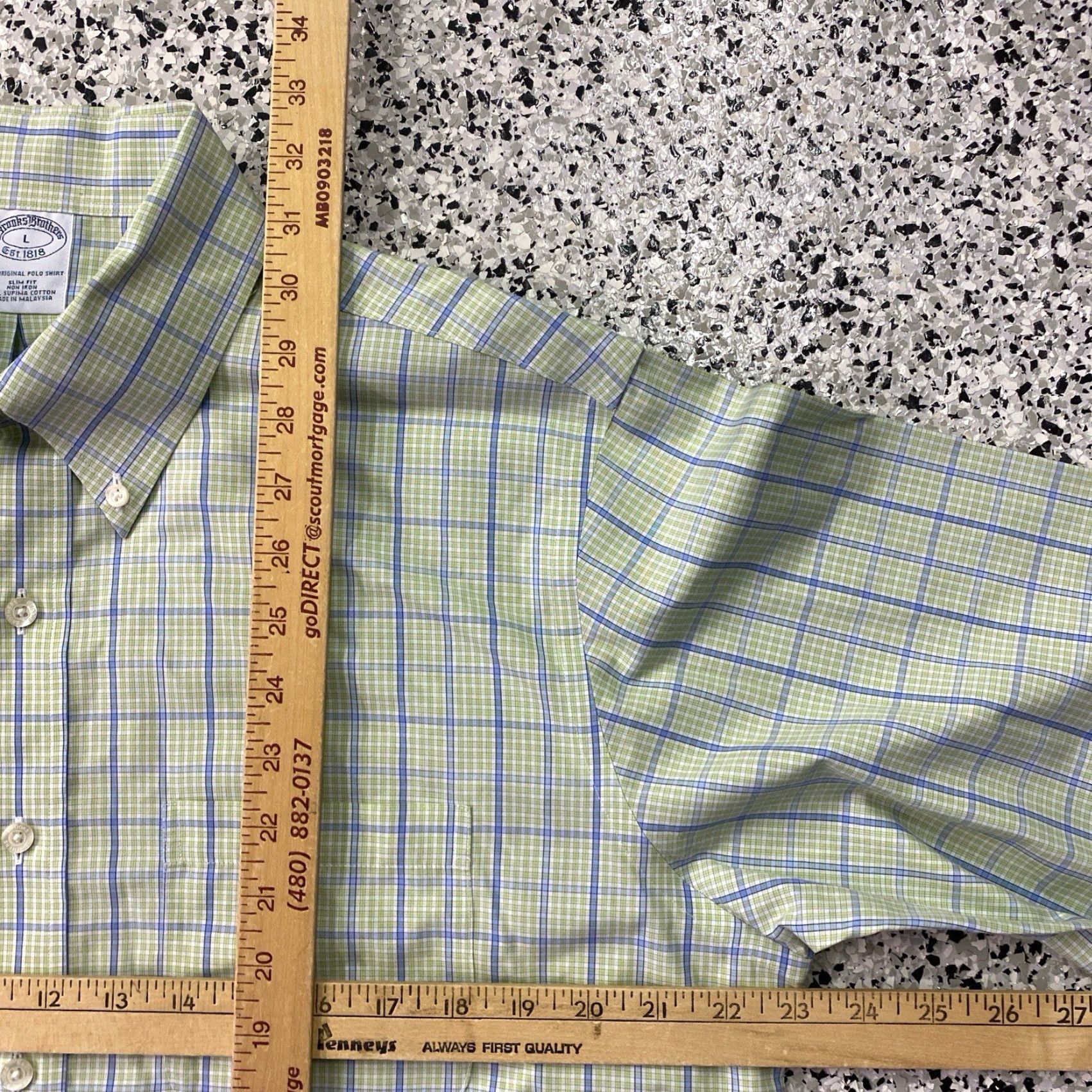 Brooks Brothers Brooks Brothers Shirt Men L Green Check Slim Fit Button Non Iron Size US L / EU 52-54 / 3 - 3 Thumbnail