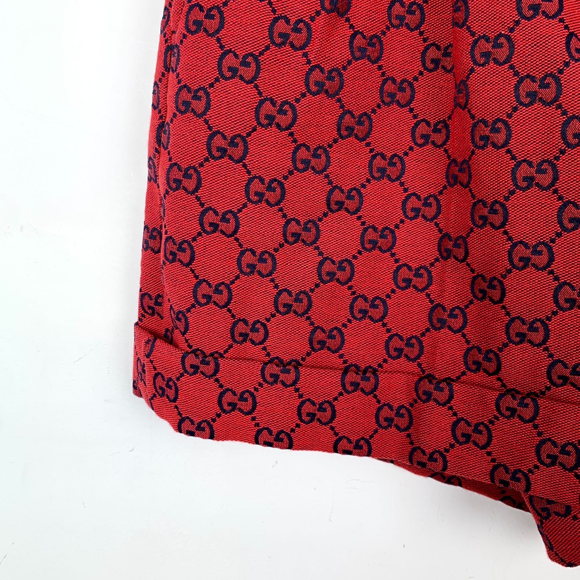 Gucci H9296 Gucci Red GG Monogram Womens High-Waisted Cotton Blend Size 38" / US 16 / IT 52 - 4 Thumbnail