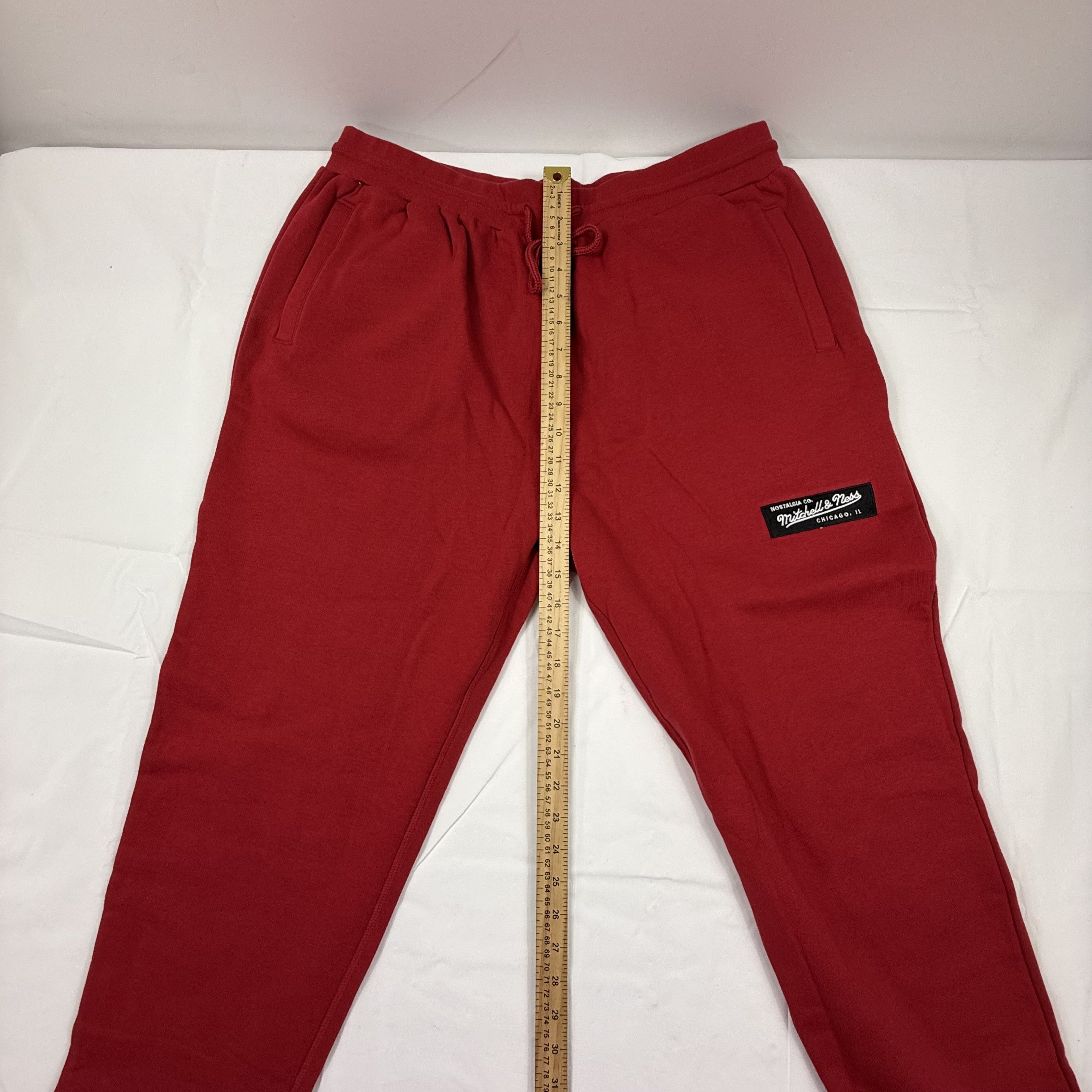 Mitchell & Ness Mitchell & Ness Mens XL Red Fleece Jogger Sweatpants Size US 40 / EU 56 - 3 Thumbnail