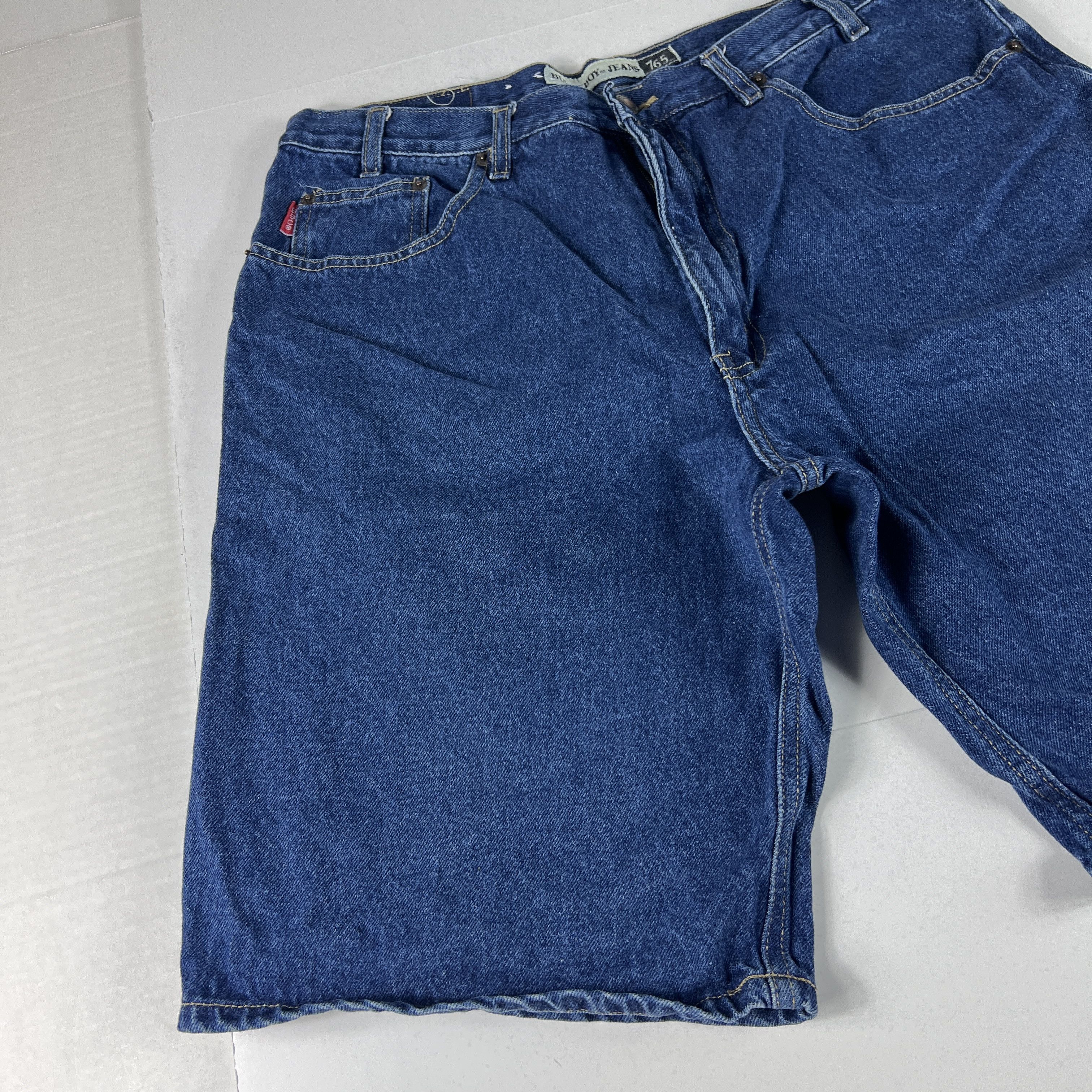 Bugle Boy × Vintage VTG Bugle Boy Shorts Relaxed Bermuda Blue Faded Cotton Jorts Size US 35 - 2 Thumbnail