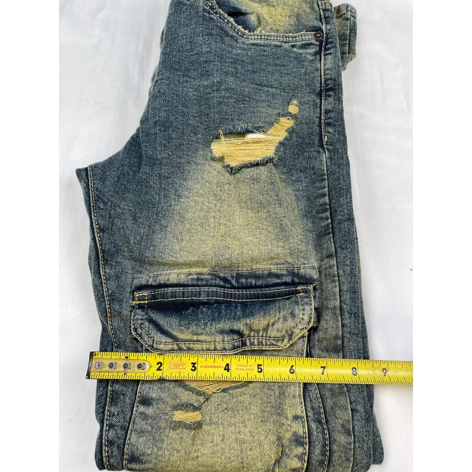 Other Spark Men's Blue Yellow Wash Jeans Stretch Slim fit 30 x 32 Size US 30 / EU 46 - 7 Thumbnail