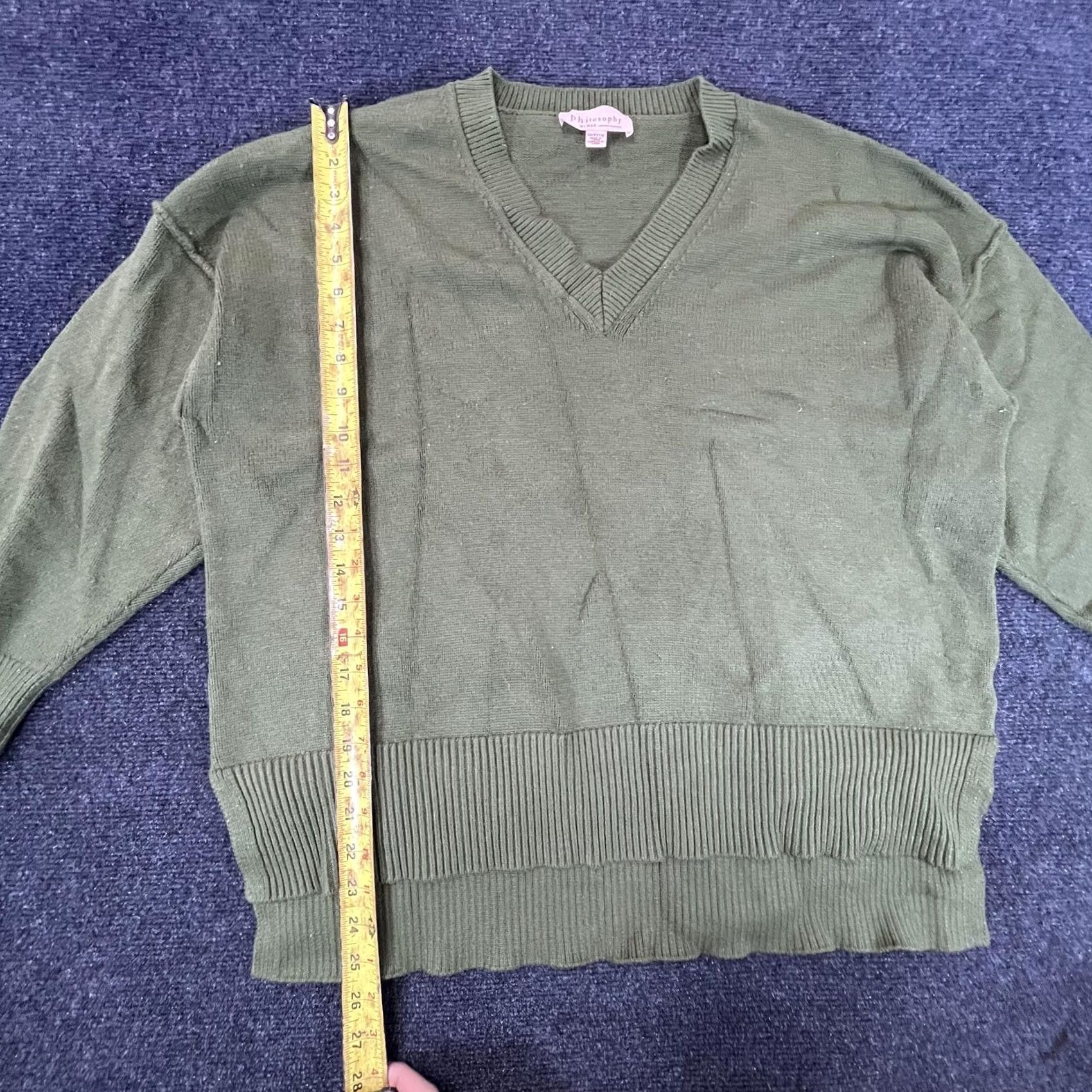 Vintage Philosophy Sweater Womens 3X Green V Neck Pullover Lightweight Knit Casual Pullover Dolman Sleeve Long Sleeve V-Neck Women’s Knit Polo? Size XXL / US 16-18 / IT 52-54 - 4 Thumbnail