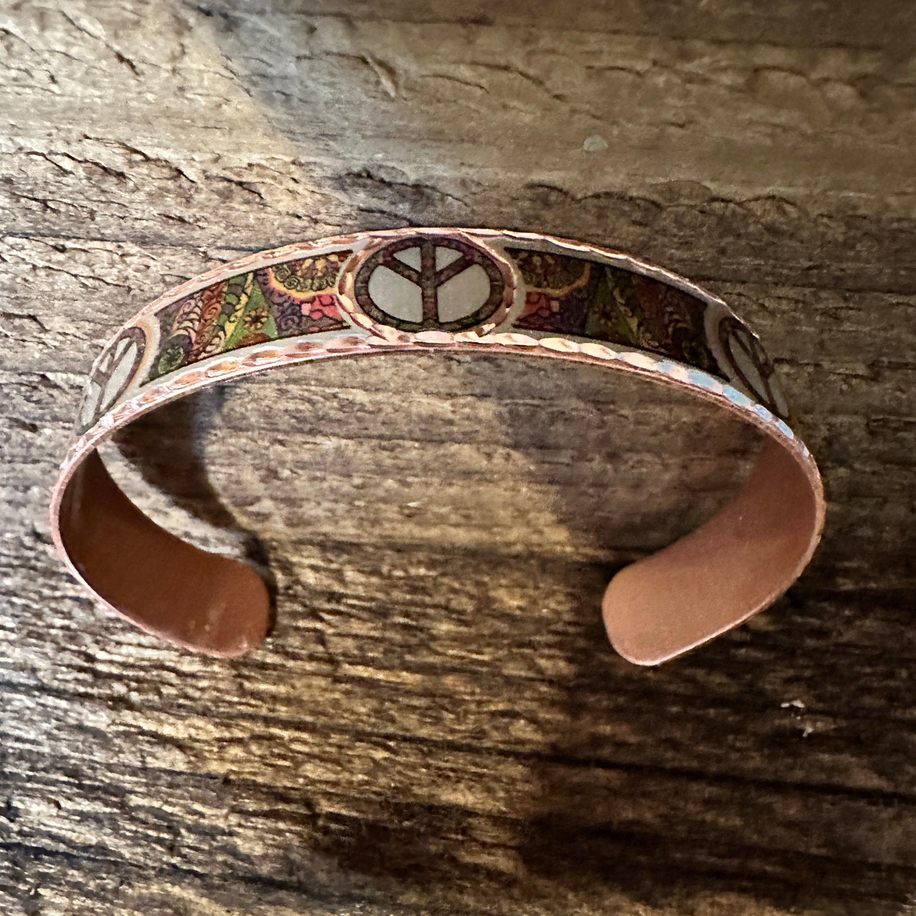 Other Handmade Boho Copper Narrow Cuff Bracelet, Diamond Cut Hippi Size ONE SIZE - 6 Thumbnail