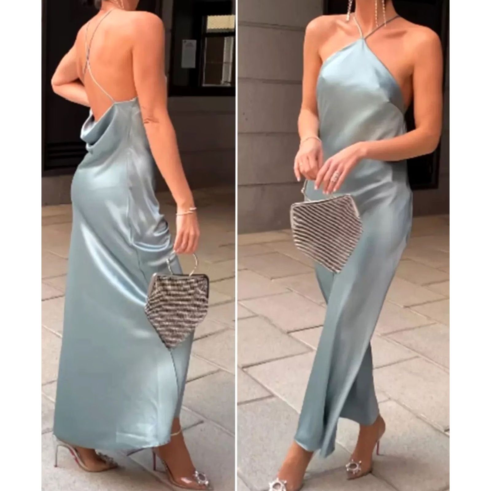 Zara Zara Satin Slip Dress Midi Blue Gray Size S Womens Size S / US 4 / IT 40 - 2 Thumbnail