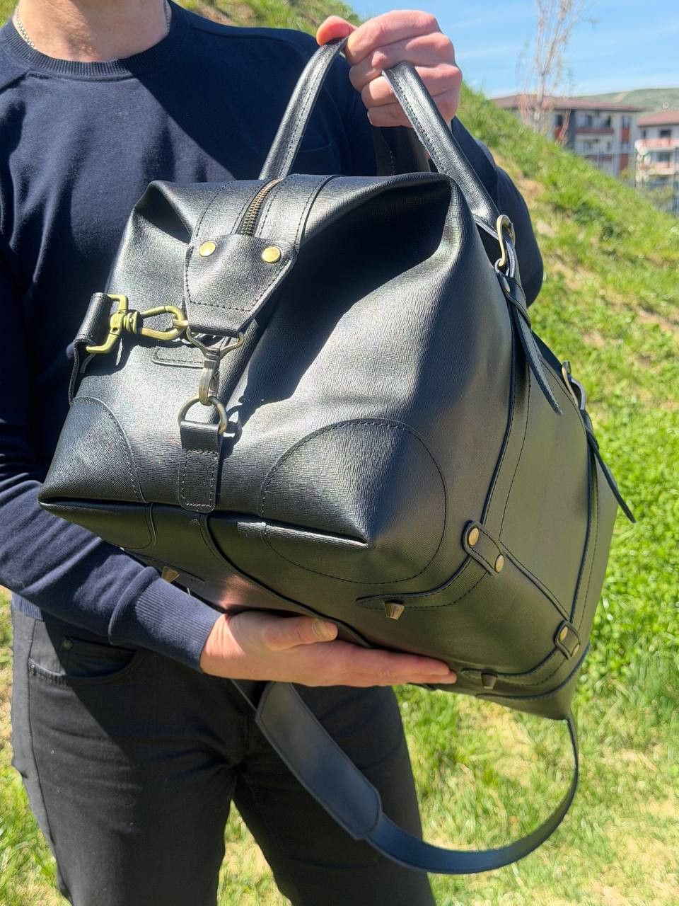 Handmade Genuine leather travel bag. Duffel Bag. Weekender Size ONE SIZE - 1 Thumbnail