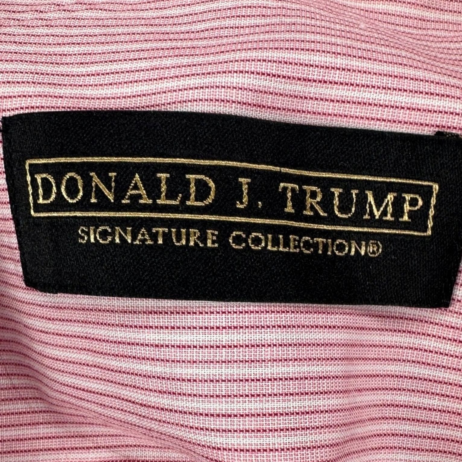 Pinko Donald J Trump Shirt Mens Dress Shirt Pink Striped Regular Fit Button Up Non-Iron Casual Workwear Size 42R - 4 Thumbnail