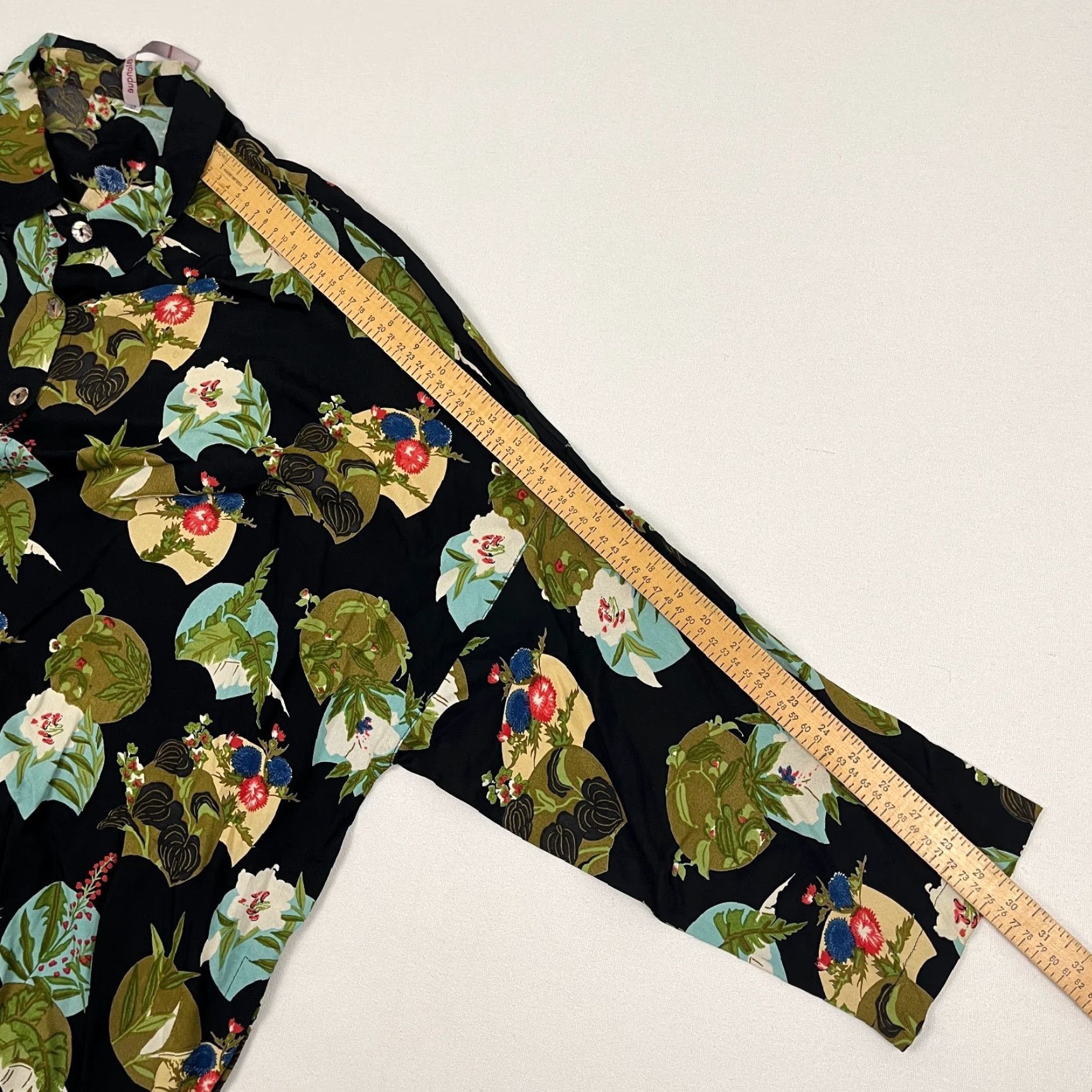 Vintage Blanque Blouse Womens Size 2 Black Floral Bohemian Button Front Top Shirt Size XS / US 0-2 / IT 36-38 - 7 Thumbnail
