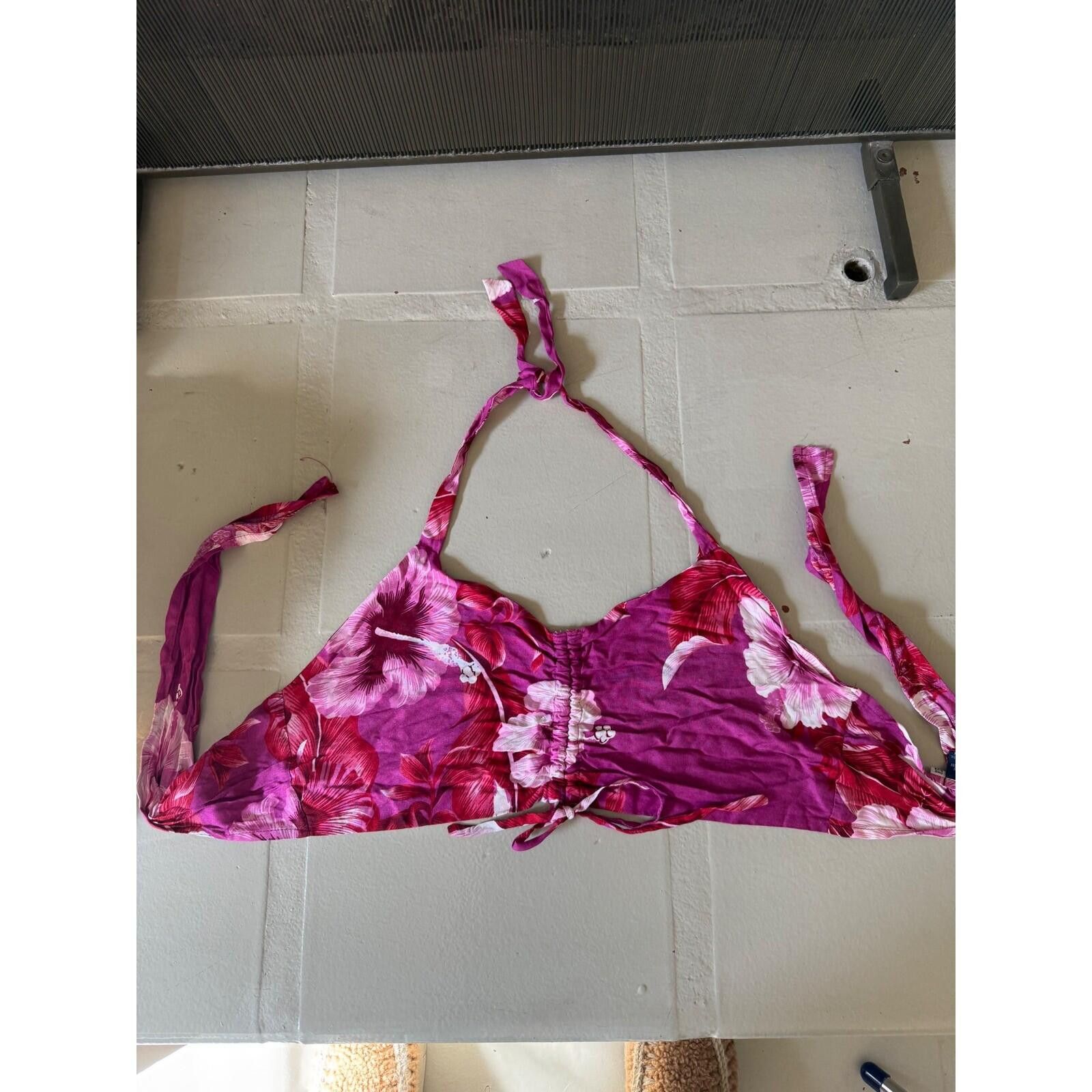 Other Hibiscus Collection Hawaii Floral Halter Crop Top Rayon OS Size ONE SIZE - 2 Thumbnail