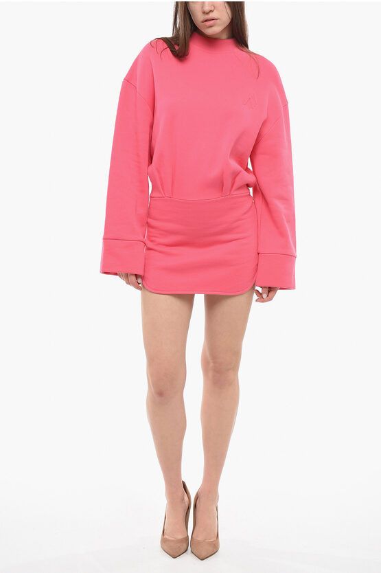 image of The Attico Palmer Mini Dress With Embossed Logo in Pink, Women's (Size XS)