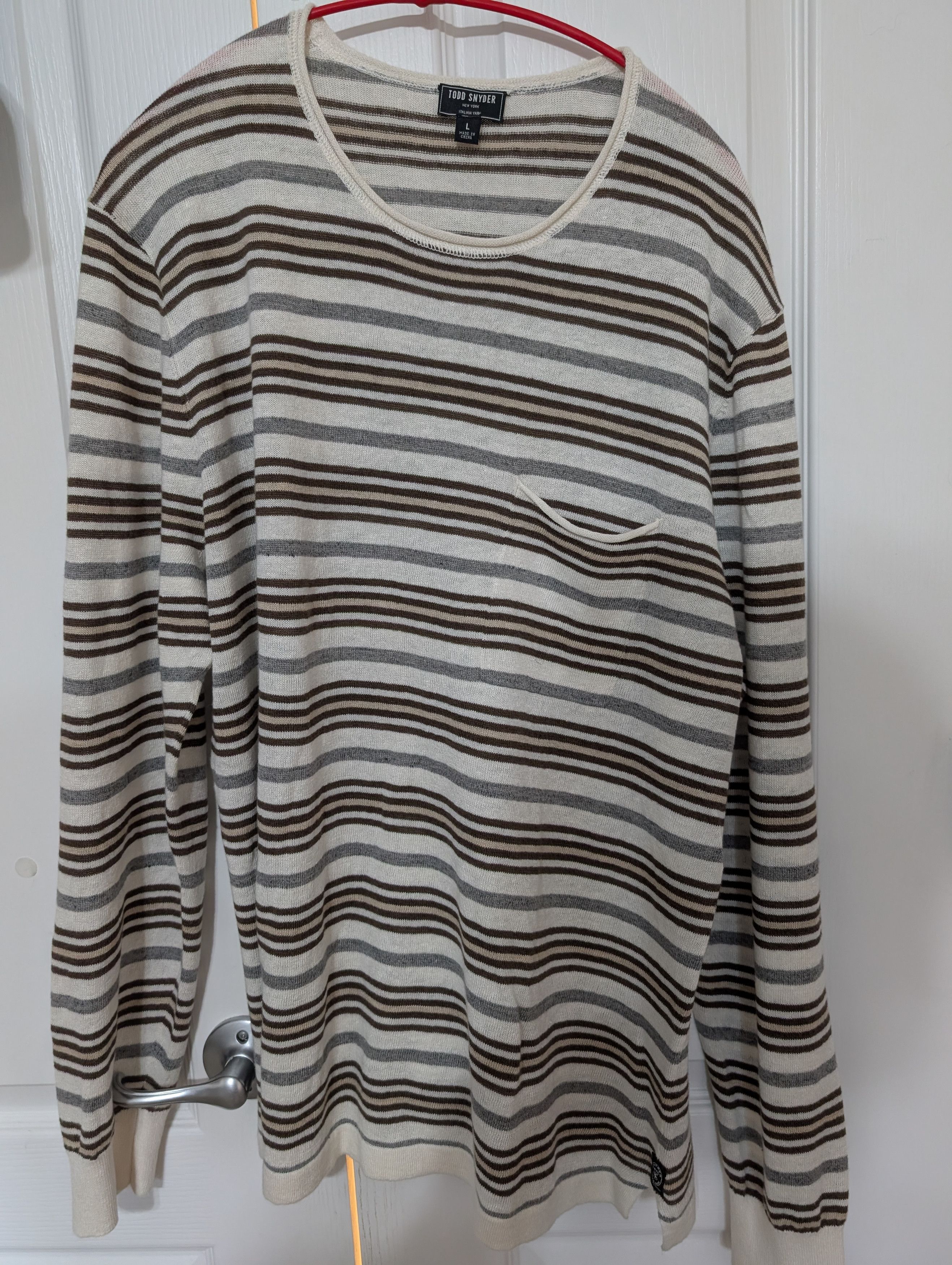 Todd Snyder Todd Snyder Striped Linen Shore Sweater in Chalk Size US L / EU 52-54 / 3 - 9 Thumbnail