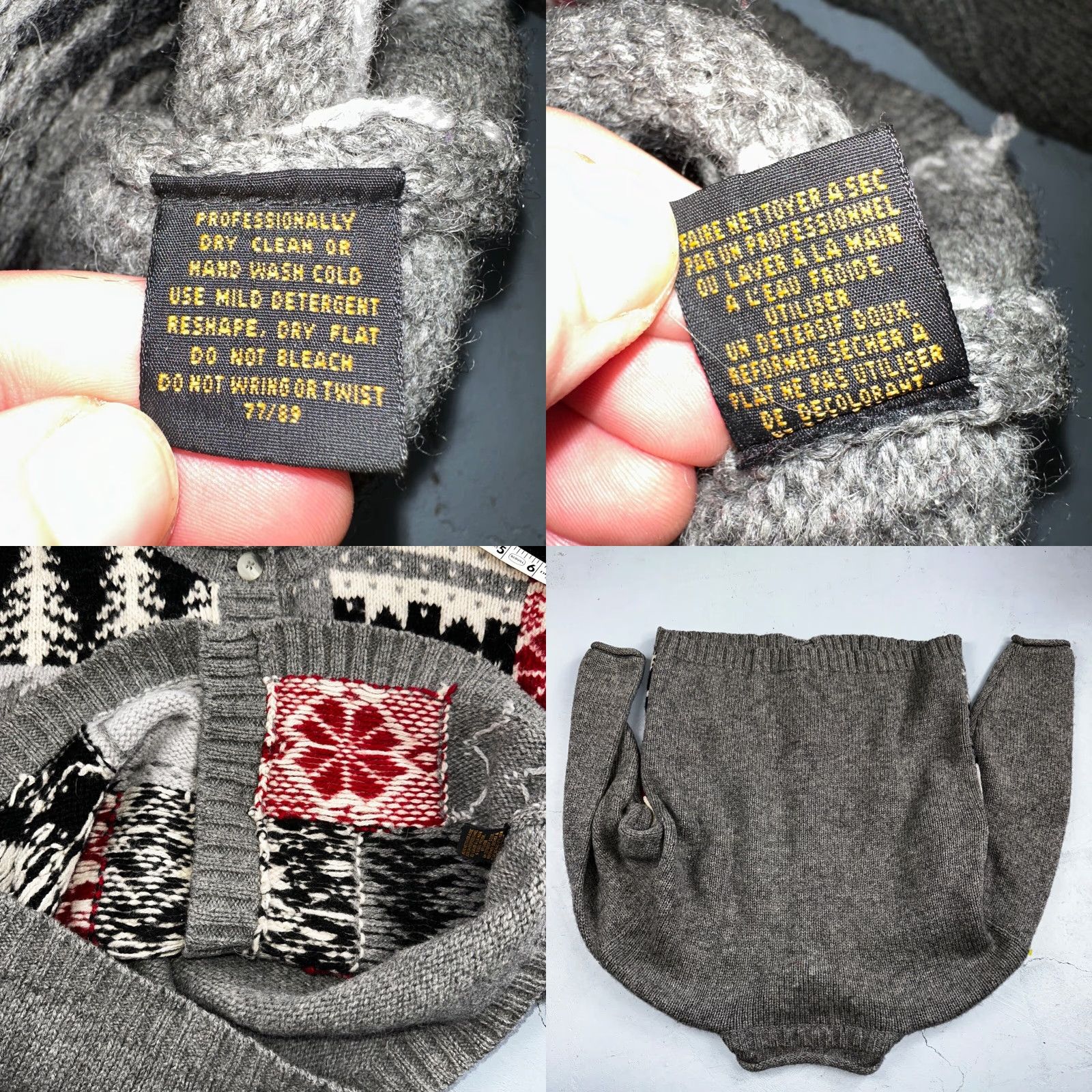 Eddie Bauer VINTAGE Eddie Bauer Cardigan Sweater M Gray Snowflake Nordic Patchwork Wool Womens Size M / US 6-8 / IT 42-44 - 8 Thumbnail