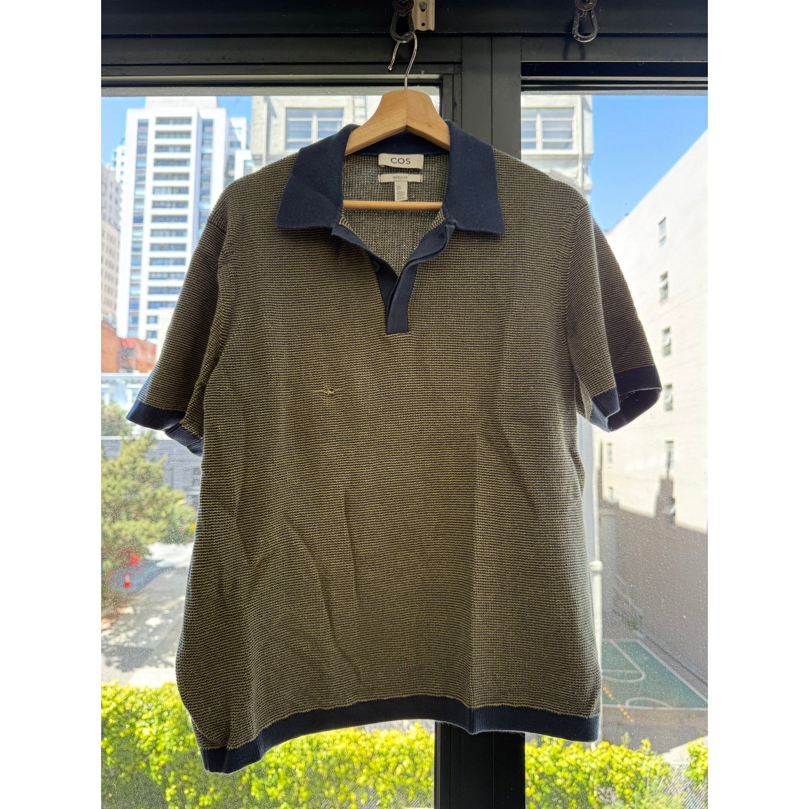 Cos COS Navy/Khaki Knit Polo Shirt Size US M / EU 48-50 / 2 - 1 Thumbnail