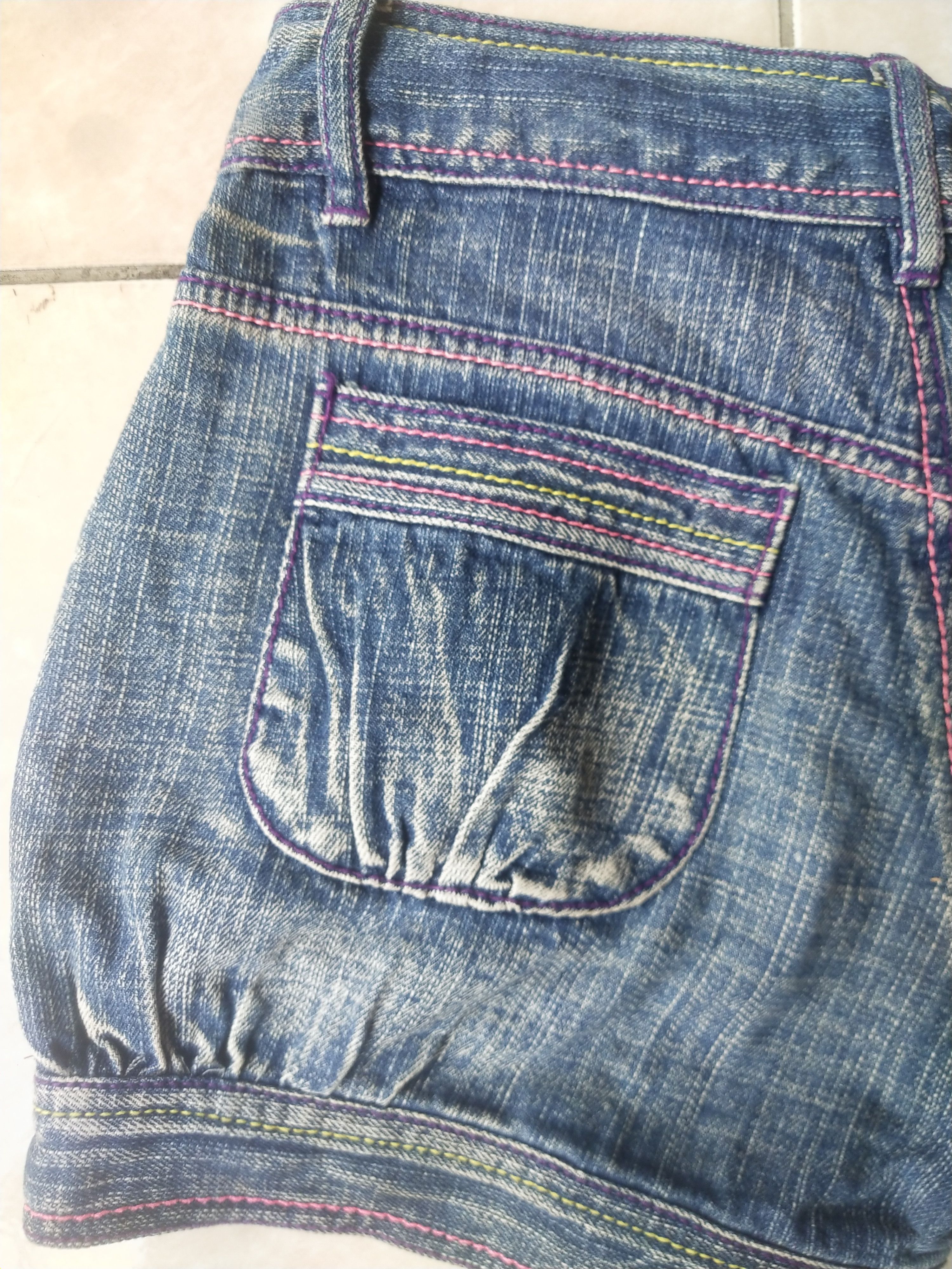 Fiorucci Fiorucci J-S Color Stitch Denim Shorts – Y2K Harajuku Size 28" / US 6 / IT 42 - 4 Thumbnail