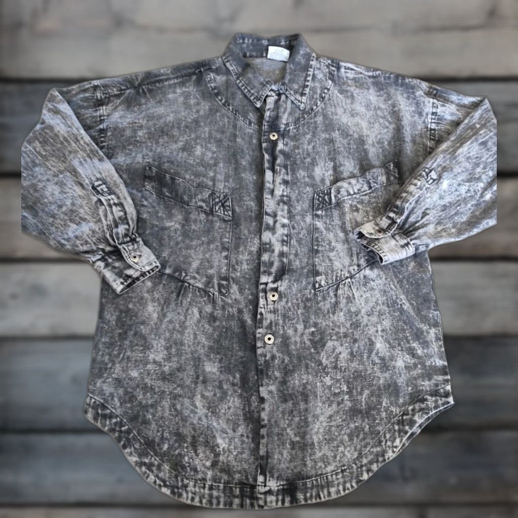 Vintage VINTAGE Desperado Western Button-Up Shirt Black Acid Wash Men’s Medium 100% Cotton Long Sleeve Casual Workwear Size US M / EU 48-50 / 2 - 1 Thumbnail