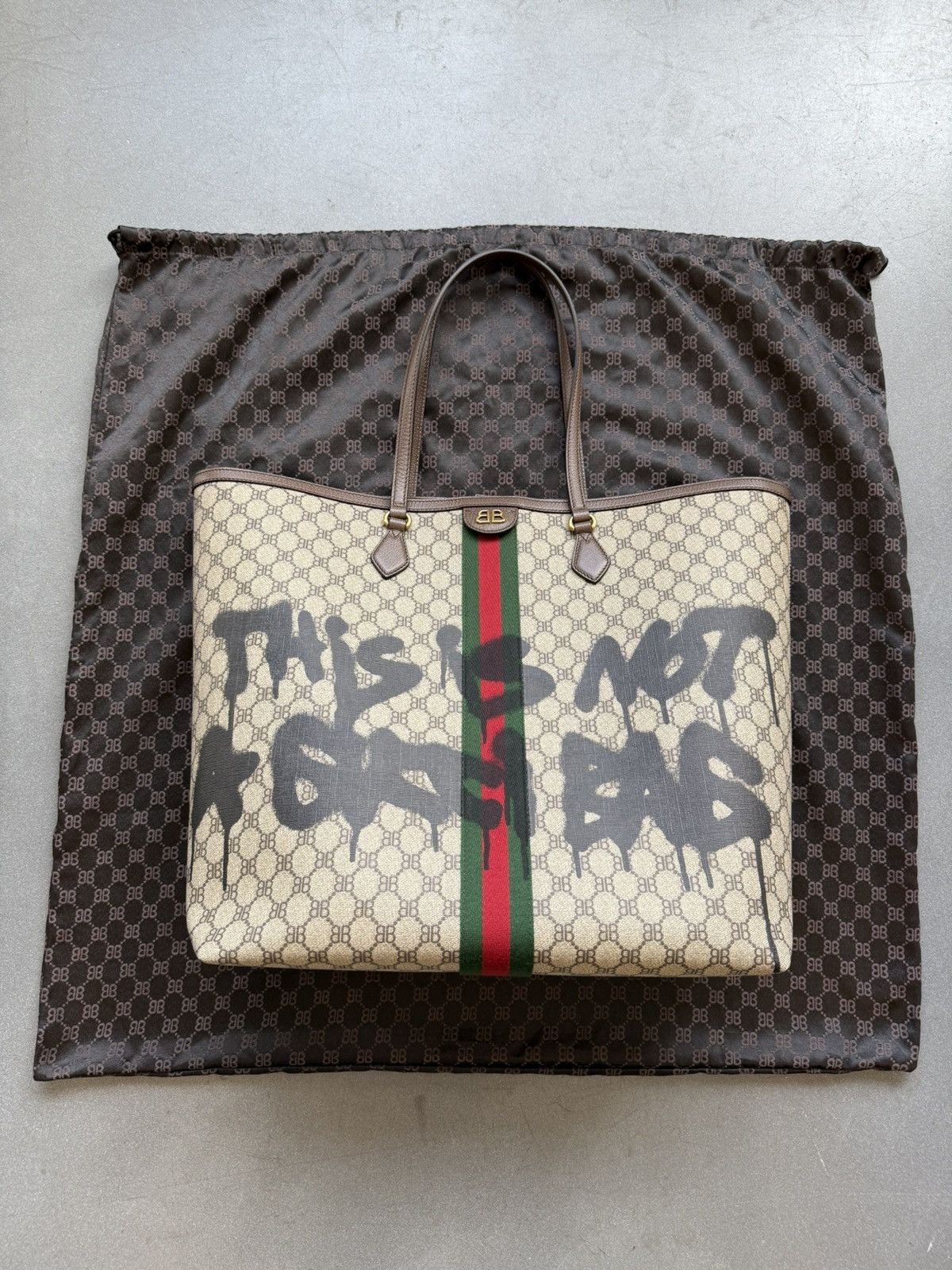 Gucci Balenciaga The Hacker Project Graffiti Large Tote Bag