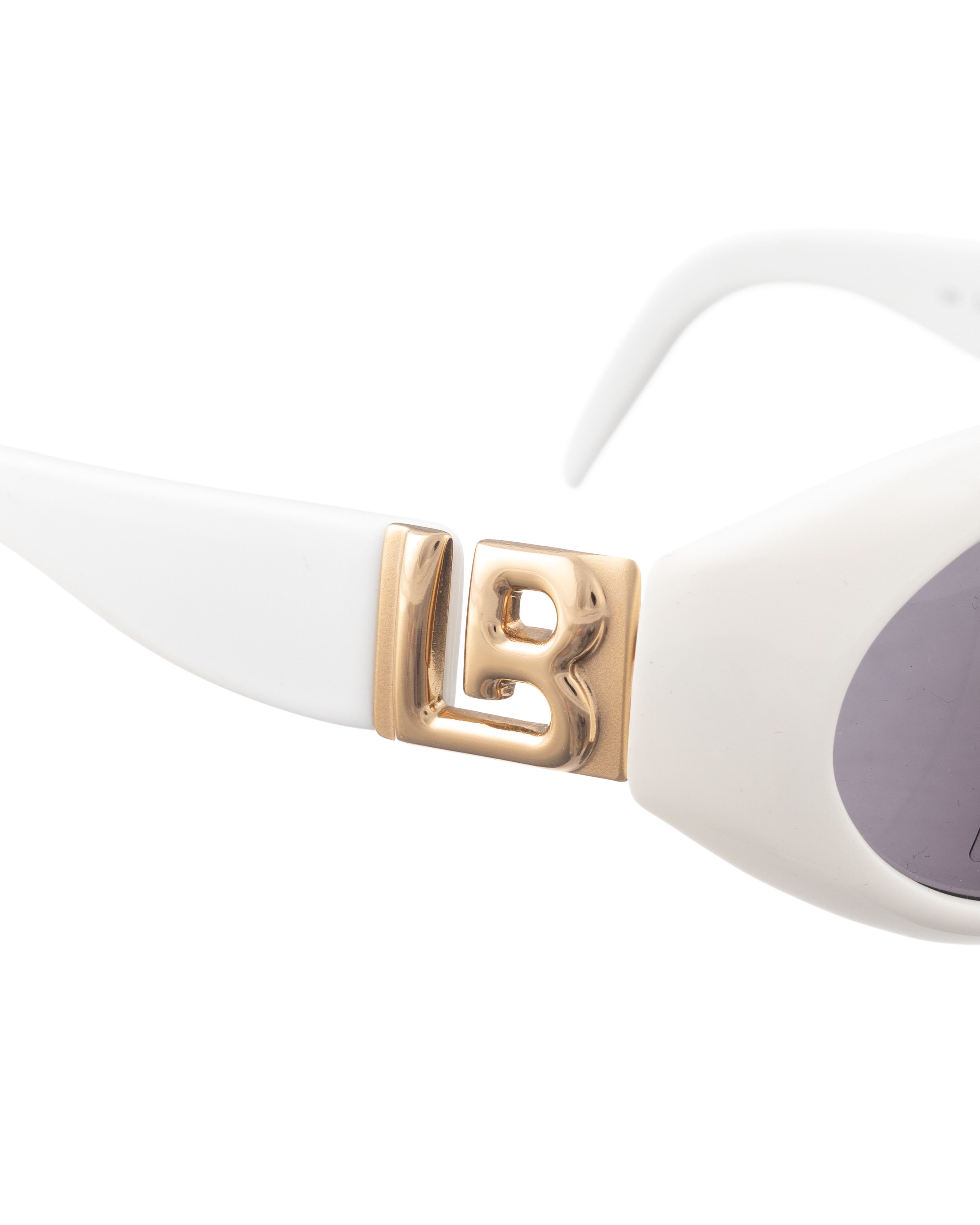 Laura Biagiotti Laura Biagiotti 90s White Oval Big Logo Sunglasses Size ONE SIZE - 1 Thumbnail
