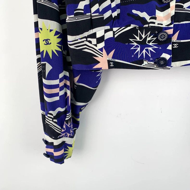 Chanel Chanel Multi-color geometric pattern printed mulberry silk Size XS / US 0-2 / IT 36-38 - 4 Thumbnail