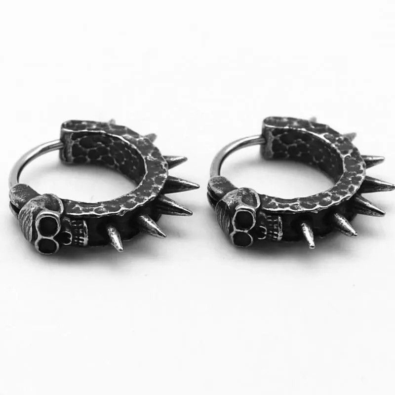 Jewelry Black Skull Needle Hoops Earrings Size ONE SIZE - 1 Thumbnail