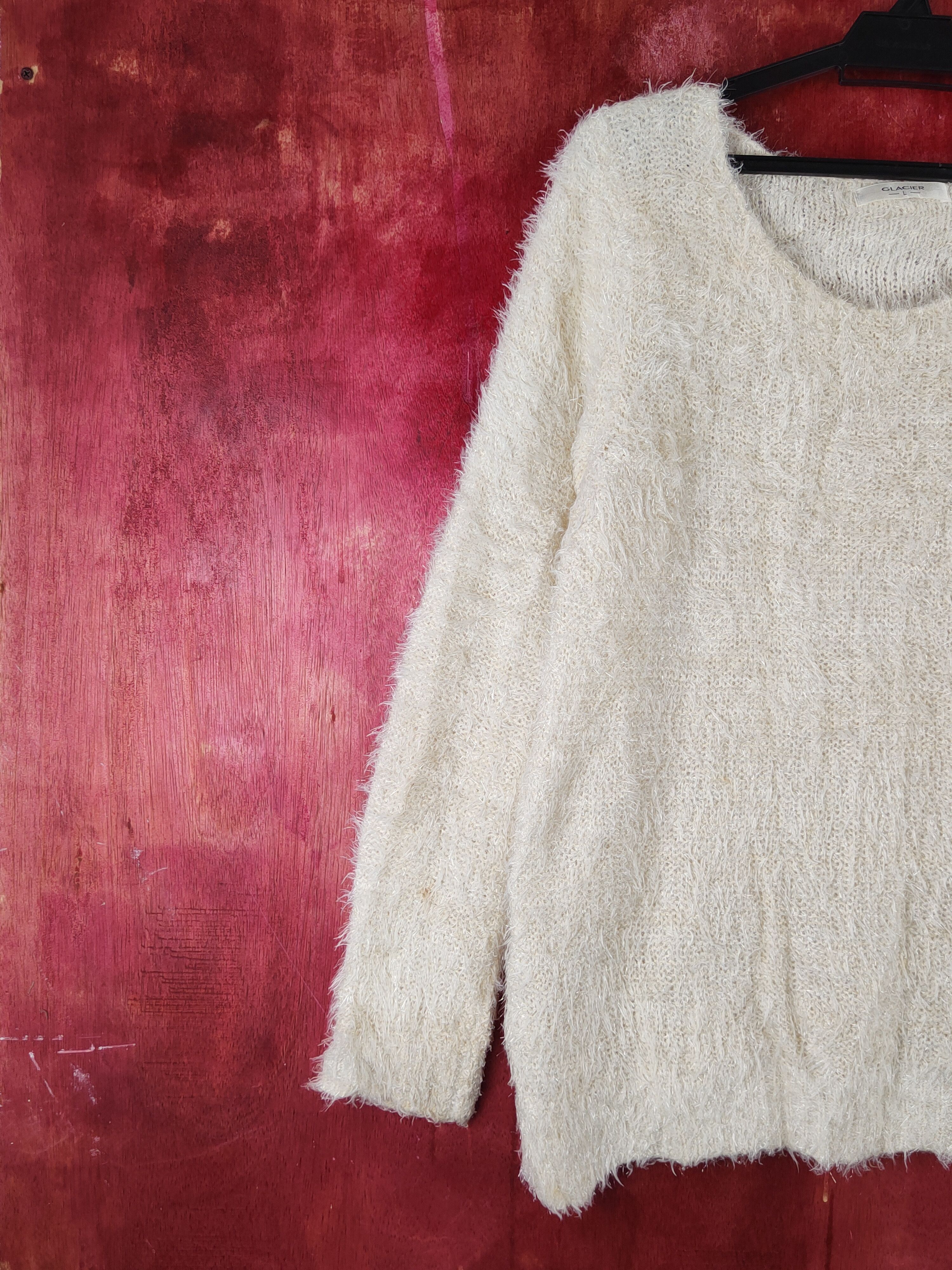 Japanese Brand Glacier Cream Shag Shaggy Fur Mohair Knitwear #S1930 Size M / US 6-8 / IT 42-44 - 3 Thumbnail