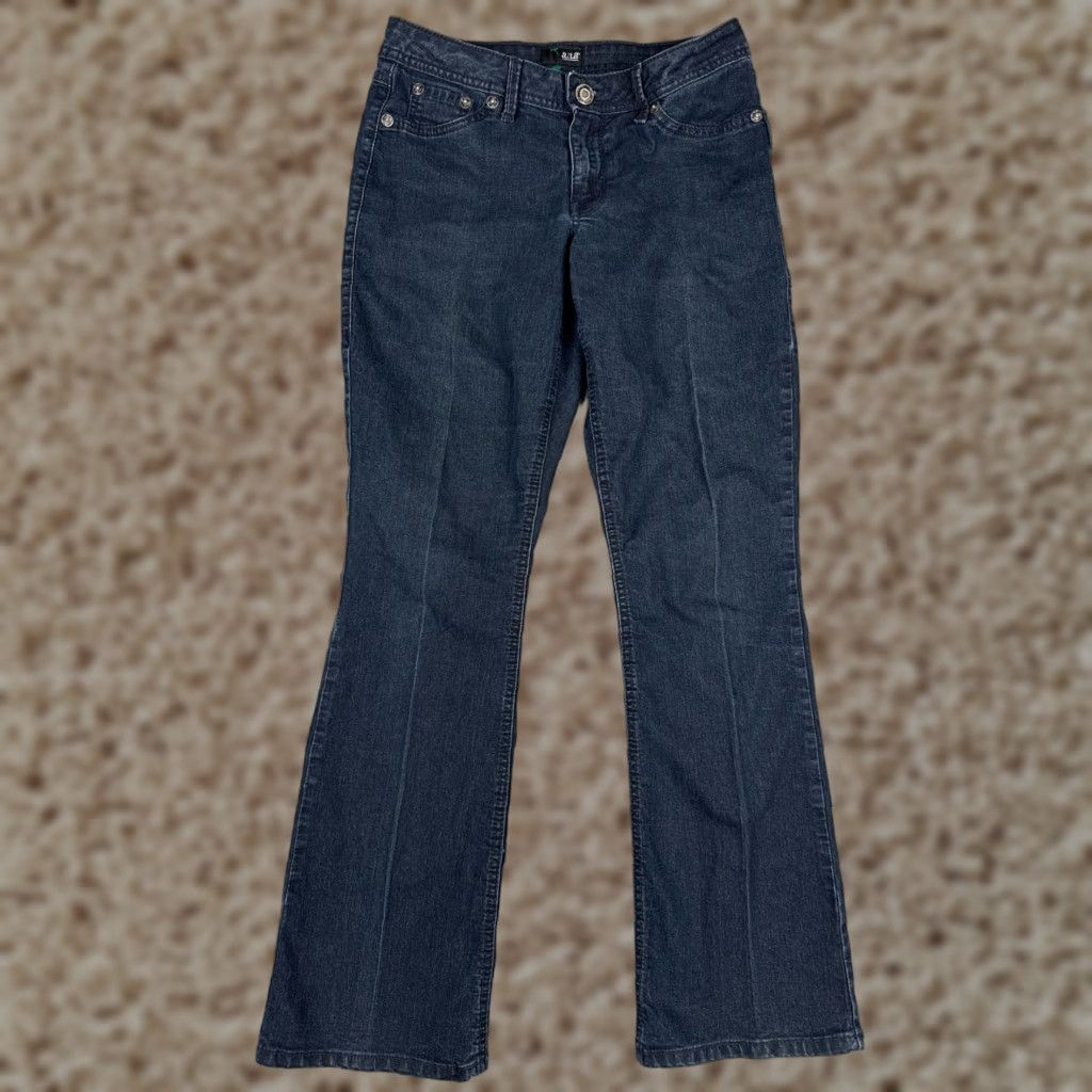 Vintage ANA Jeans Womens Jeans 6 Blue Denim Flared Low Rise Cotton Blend 30x31 Denim 5-Pocket Dark Wash Casual Womens Jeans Size 28" / US 6 / IT 42 - 1 Thumbnail