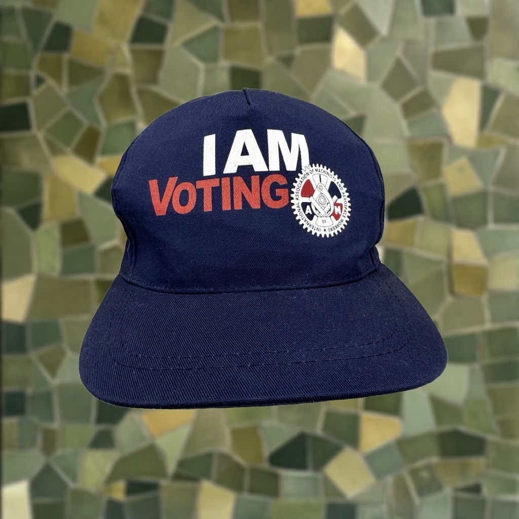 Vintage VINTAGE UNIONMADE Snapback Hat Blue I Am Voting Union Worker Mechanics and Aerospace VTG Hat Mens Snapback Size ONE SIZE - 1 Thumbnail