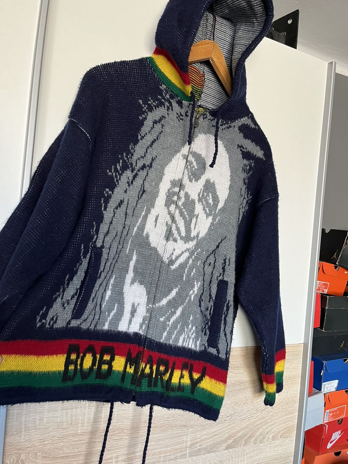 Bob Marley × Vintage Vintage 90’s Bob Marley Wool Zip Up Hoodie Rasta Jamaica y2k Size US M / EU 48-50 / 2 - 2 Thumbnail
