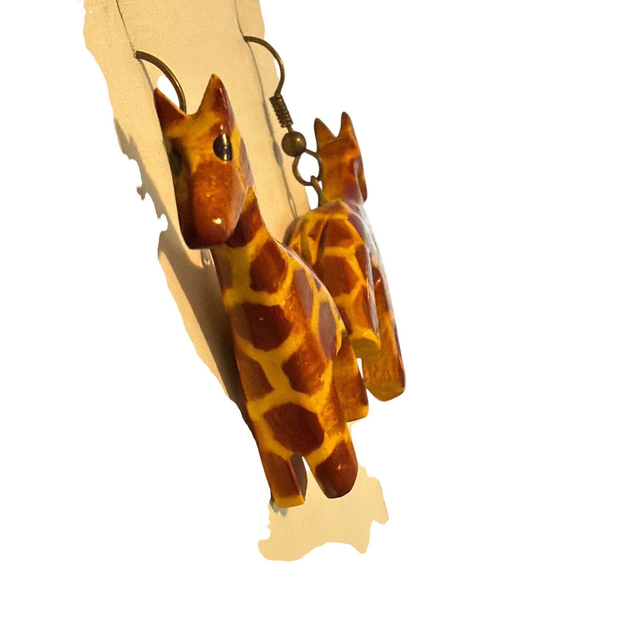 Other Hand painted Giraffe Dangle Wood Earrings Lightweight Hooks Size ONE SIZE - 4 Thumbnail
