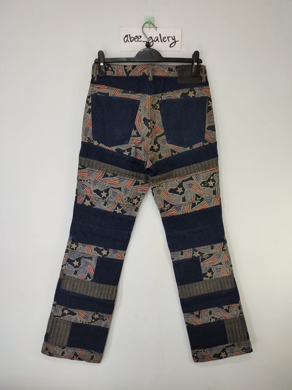 💥Batsu Boys Paisley American Pattern Patchwork Jeans