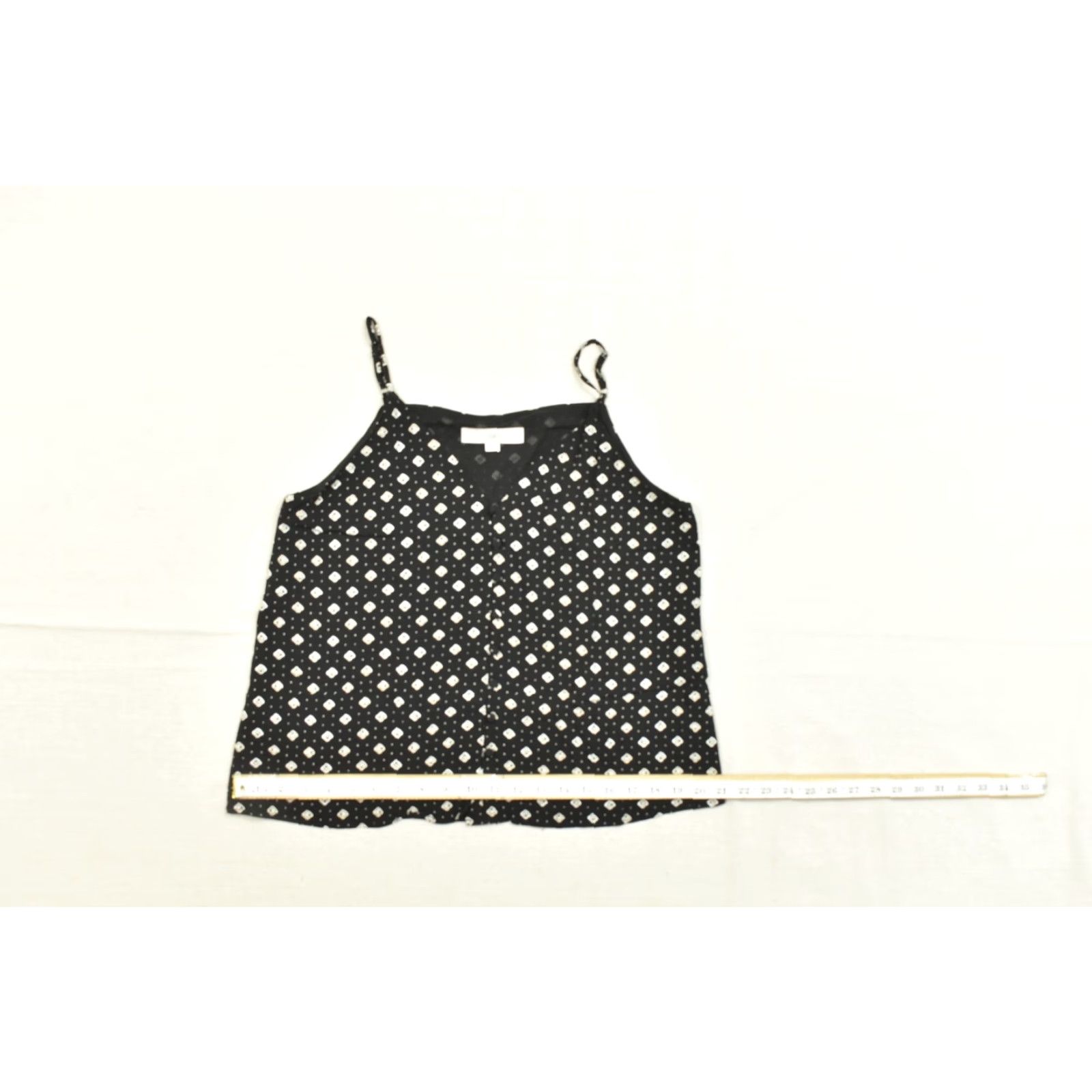 Loft LOFT Camisole Tank Top V-Neck Polka Dot Black White S Women Sleeveless Pullover Casual Summer Spring Diamond Pattern Strappy Sleeve Polyester Regular Size S / US 4 / IT 40 - 5 Thumbnail