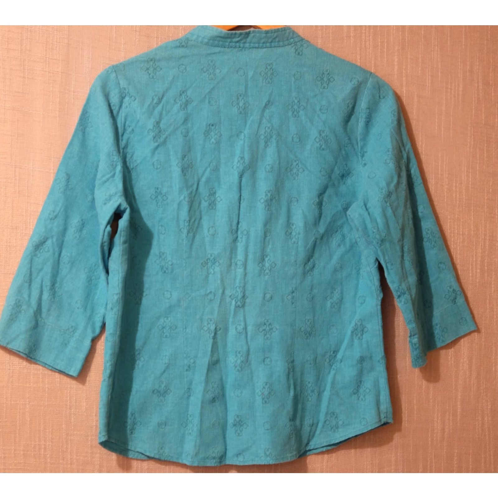Vintage White Stag Linen Blend Shirt Button Front Teal Womens M Size M / US 6-8 / IT 42-44 - 5 Thumbnail