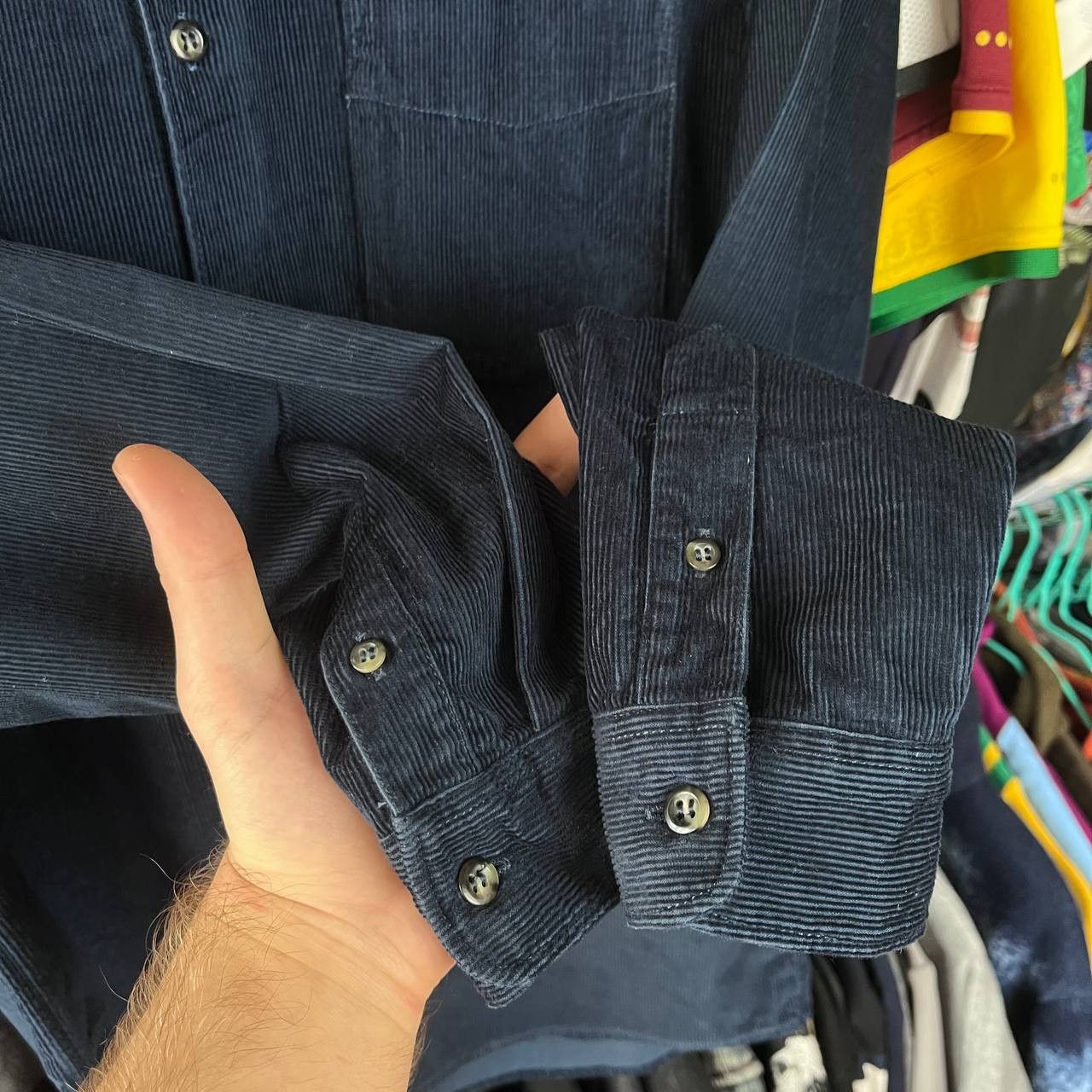 A.P.C. APC Corduroy Velvet Blue Button Shirt Size M Size US M / EU 48-50 / 2 - 4 Thumbnail