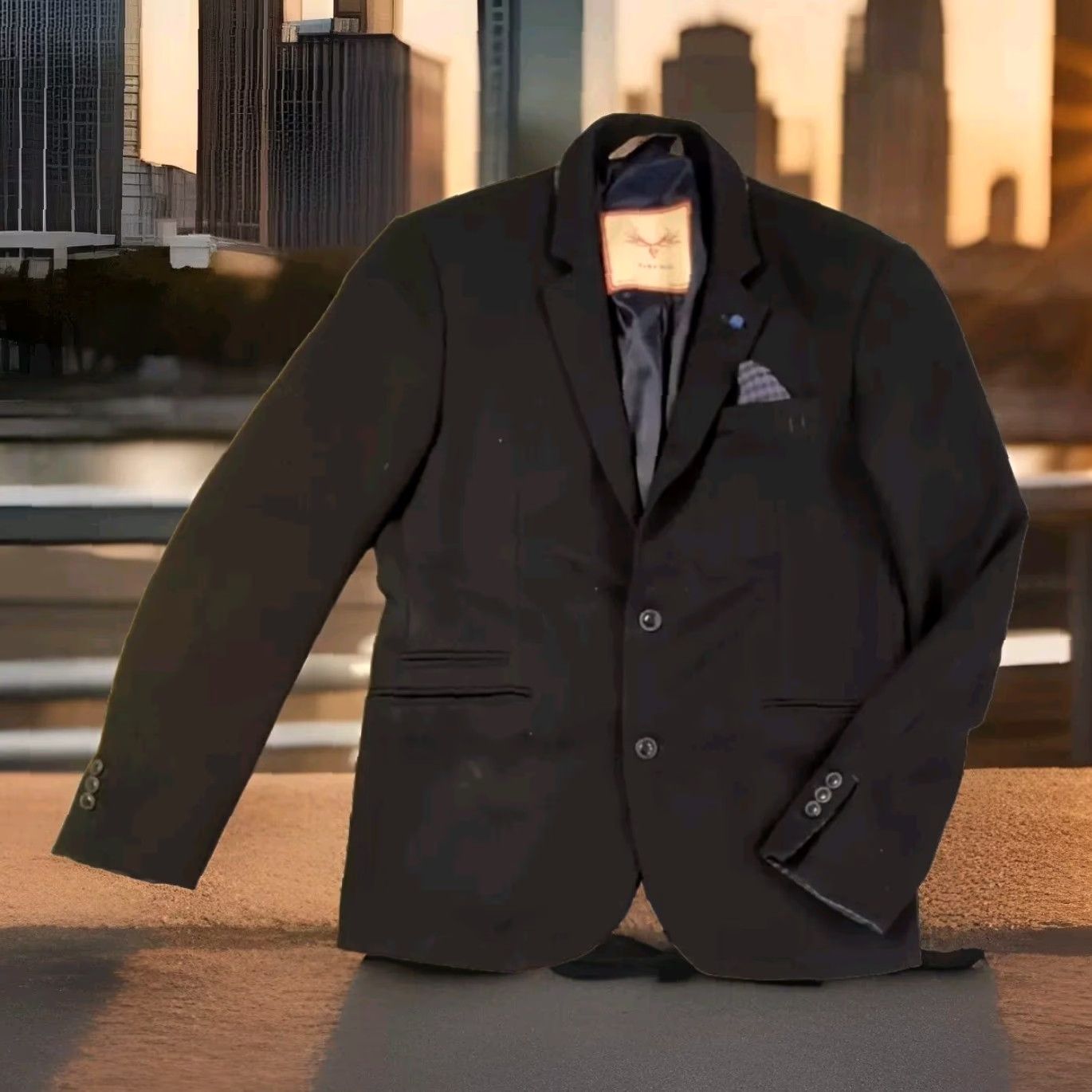 Zara Zara Blazer Mens 42 Jacket Black Tuxedo Dress Casual Pocket Square Size 42R - 2 Thumbnail