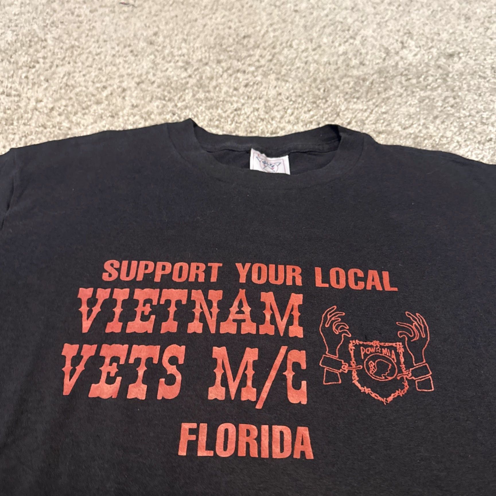 Delta VINTAGE Delta T-Shirt Support Vietnam Veterans Motorcycle Club 80s Unisex Adults Large Black 80s Mens Womens Boys Girls Size US L / EU 52-54 / 3 - 2 Thumbnail