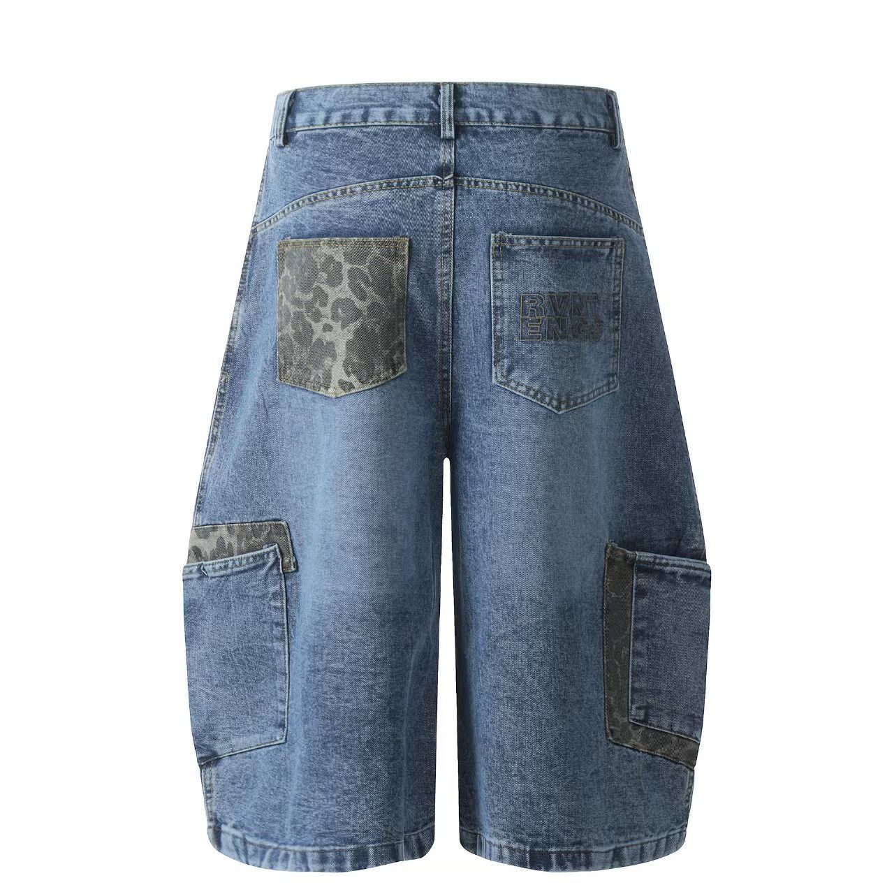 Vintage Vintage Leopard Patchwork Big Pocket Machete Denim Shorts Size US 30 / EU 46 - 2 Thumbnail