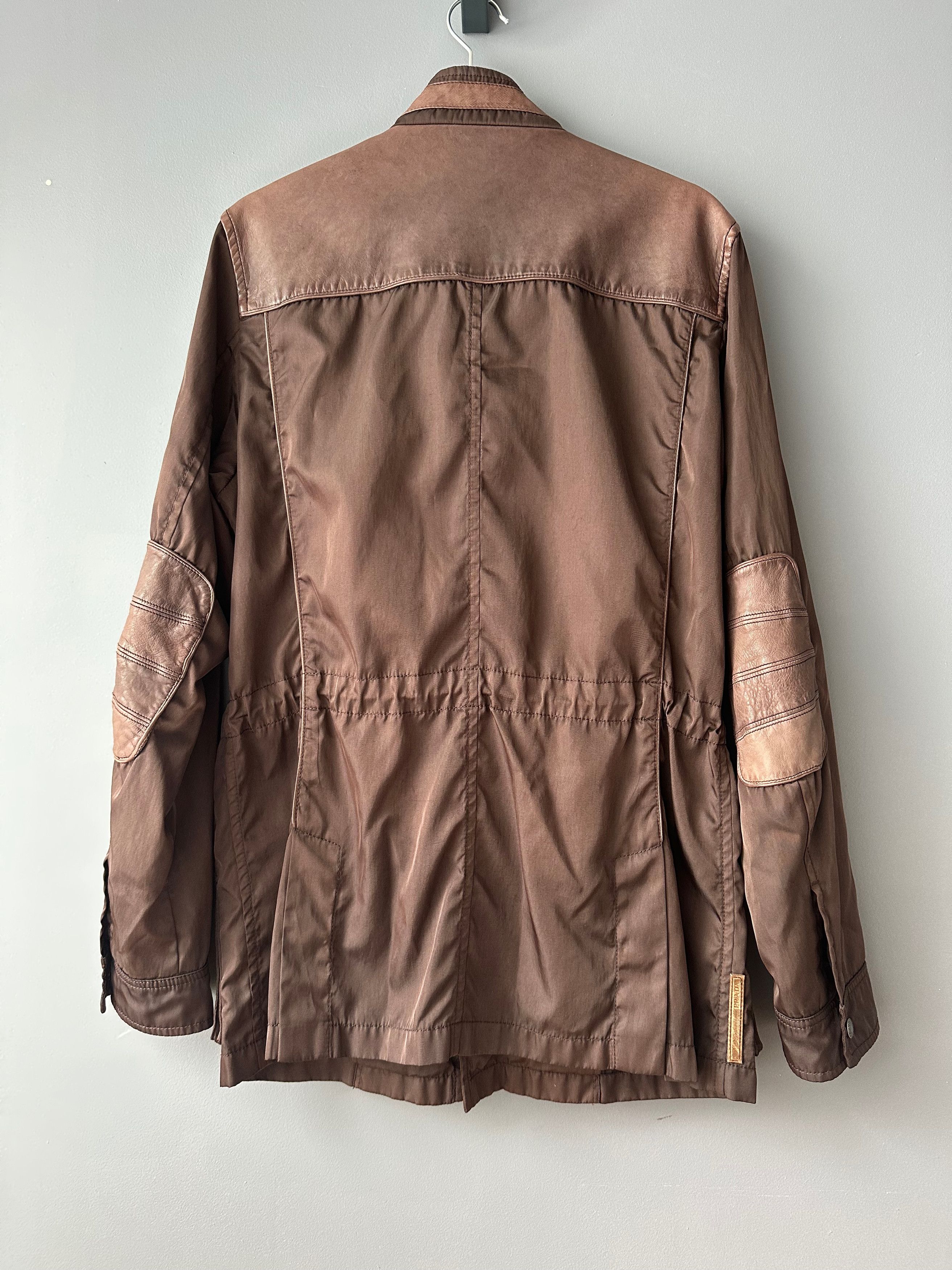 Prada 2006 Vintage Prada Brown Nylon Leather Coat Jacket Size US L / EU 52-54 / 3 - 9 Thumbnail