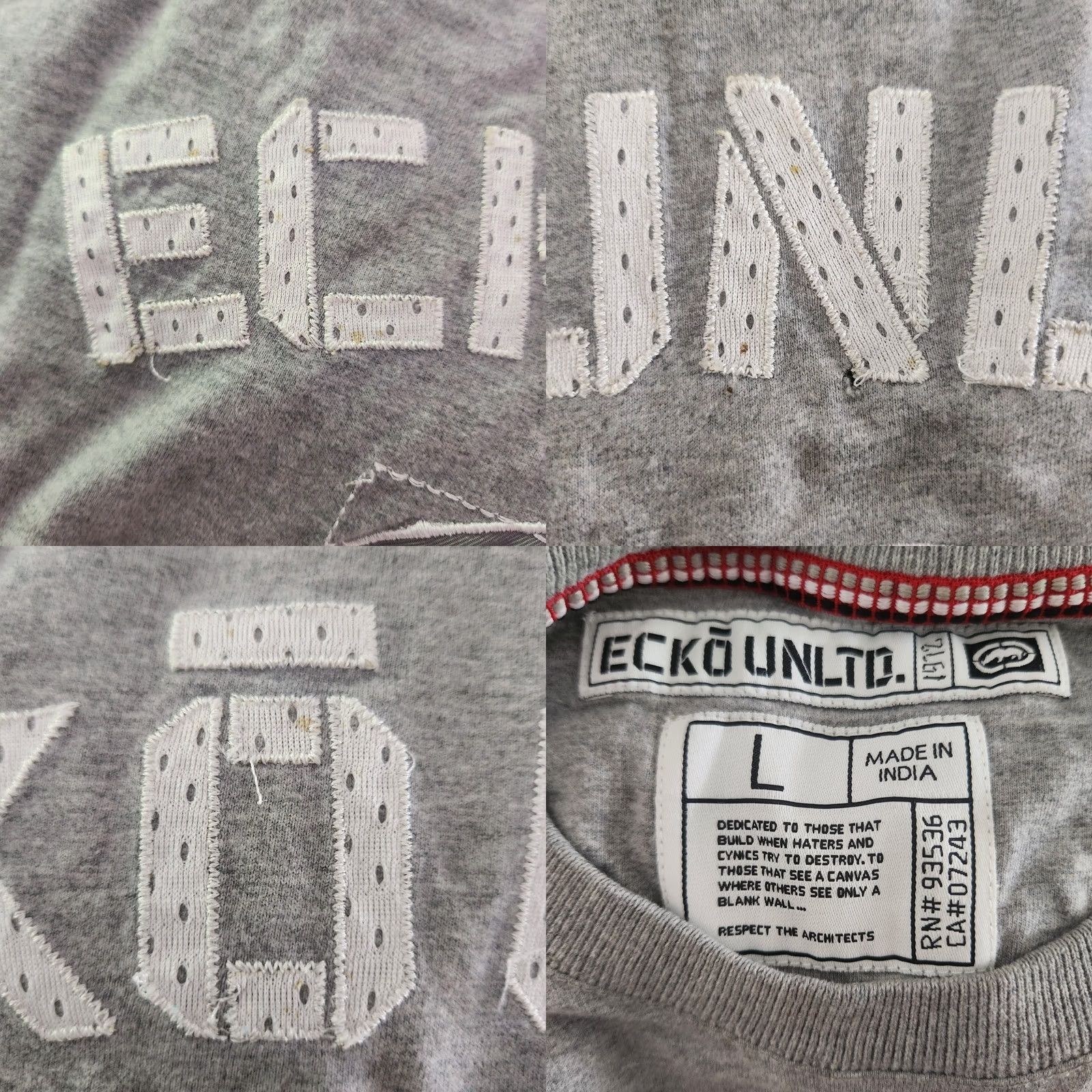 Ecko Unltd. Ecko Unltd Shirt Mens Large Gray Embroidered Hip Hop Y2K 2006 Tee T Shirt Size US L / EU 52-54 / 3 - 8 Thumbnail