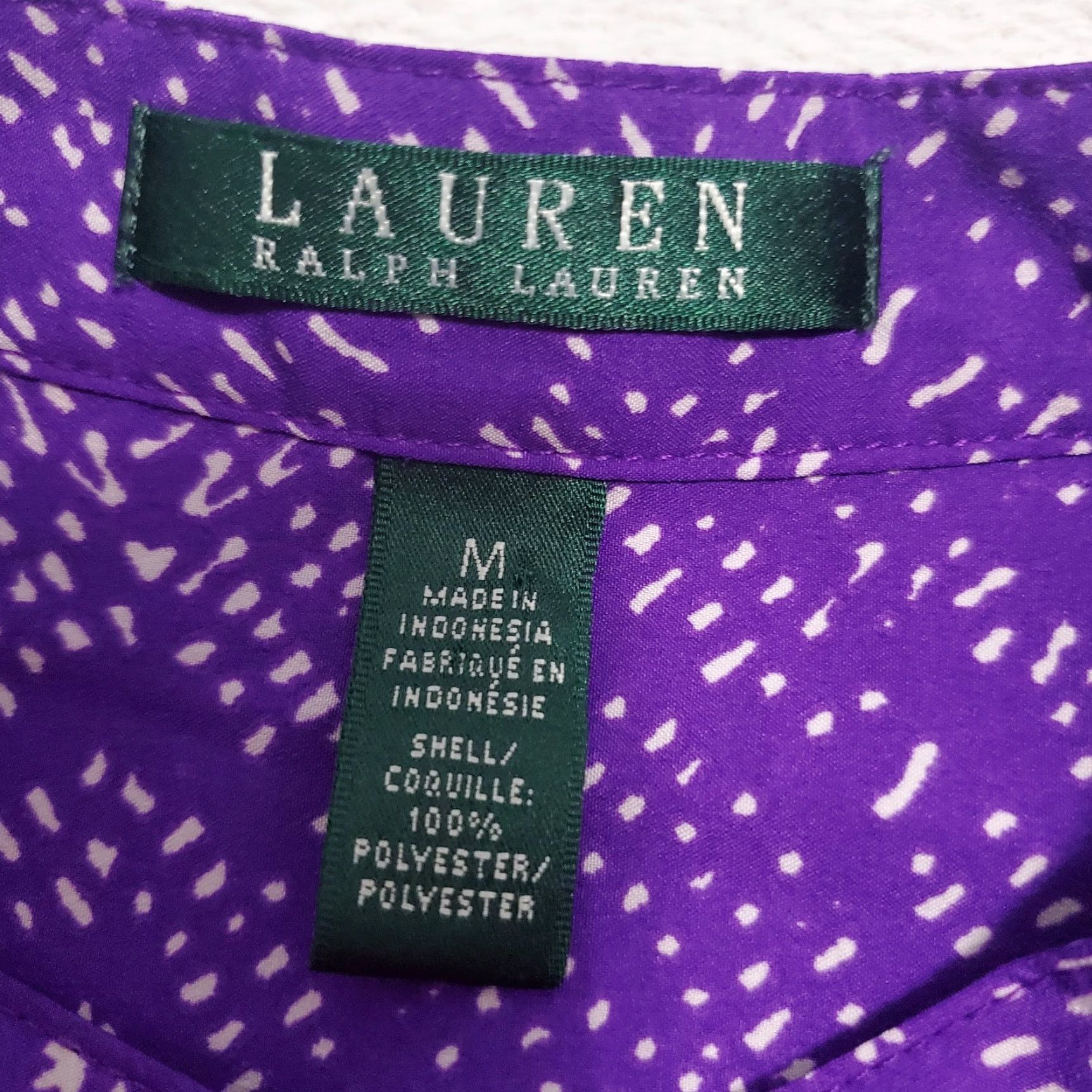Ralph Lauren Lauren Ralph Lauren Womens Tunic Top Purple Print 1/2 Button Popover Size M Geometric Long Sleeve Strap? Wait. Size M / US 6-8 / IT 42-44 - 3 Thumbnail