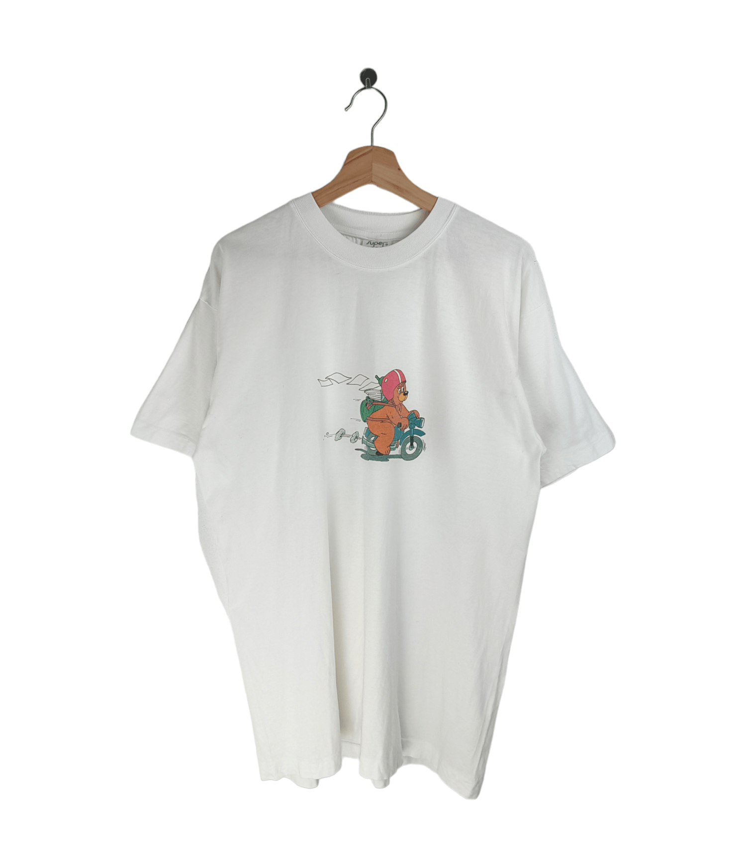 Other VINTAGE 90'S BEAR RIDING MOTORCYCLE CUTE PET ANIMATION TEE Size US XL / EU 56 / 4 - 1 Thumbnail
