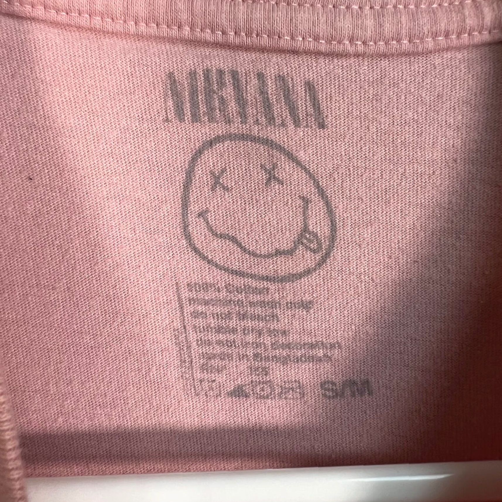 Pinko Nirvana Pink Graphic Tee Yellow Smiley Face Band Retro Size S/M Mens Size S / US 4 / IT 40 - 3 Thumbnail