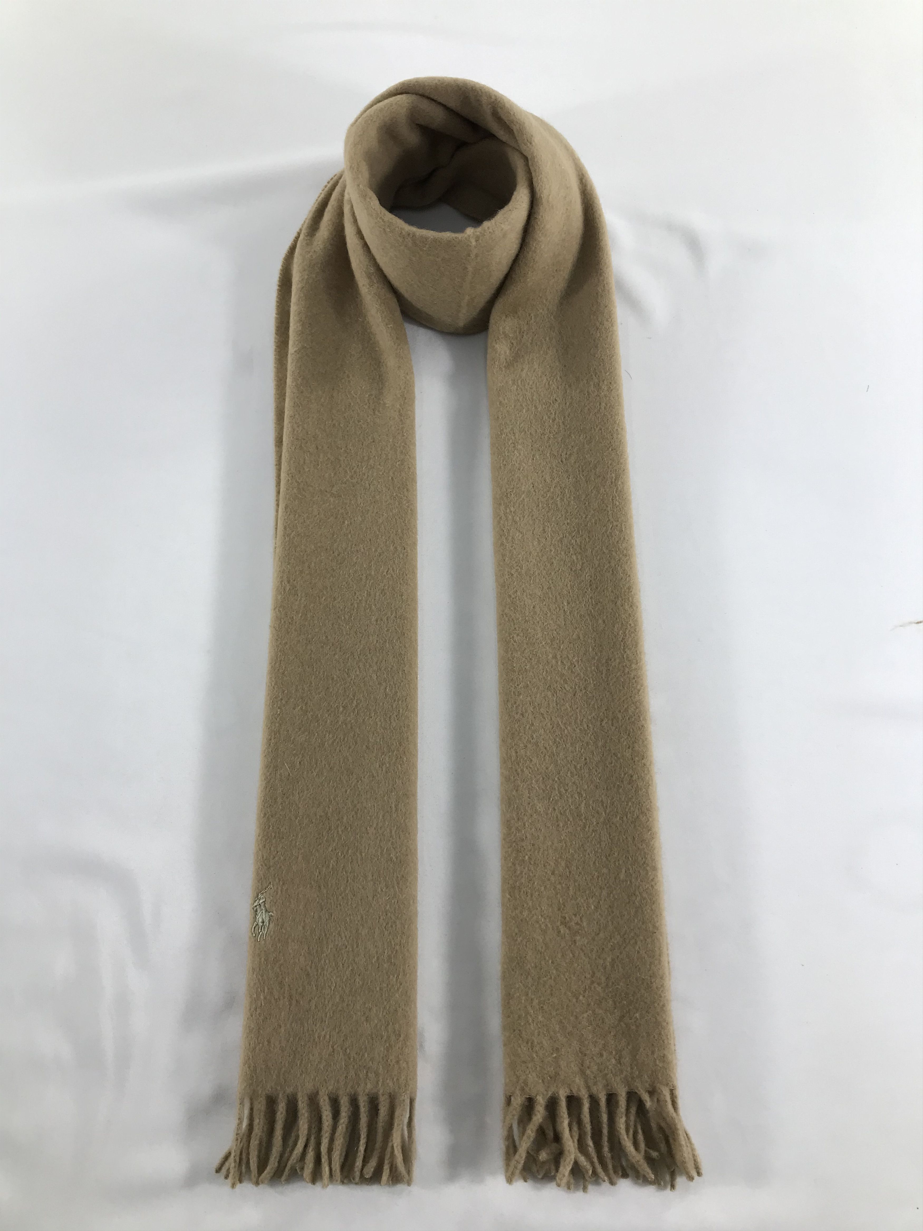 Polo Ralph Lauren Polo Ralph Lauren Tan Cashmere Scarf Muffler V252 Size ONE SIZE - 1 Thumbnail