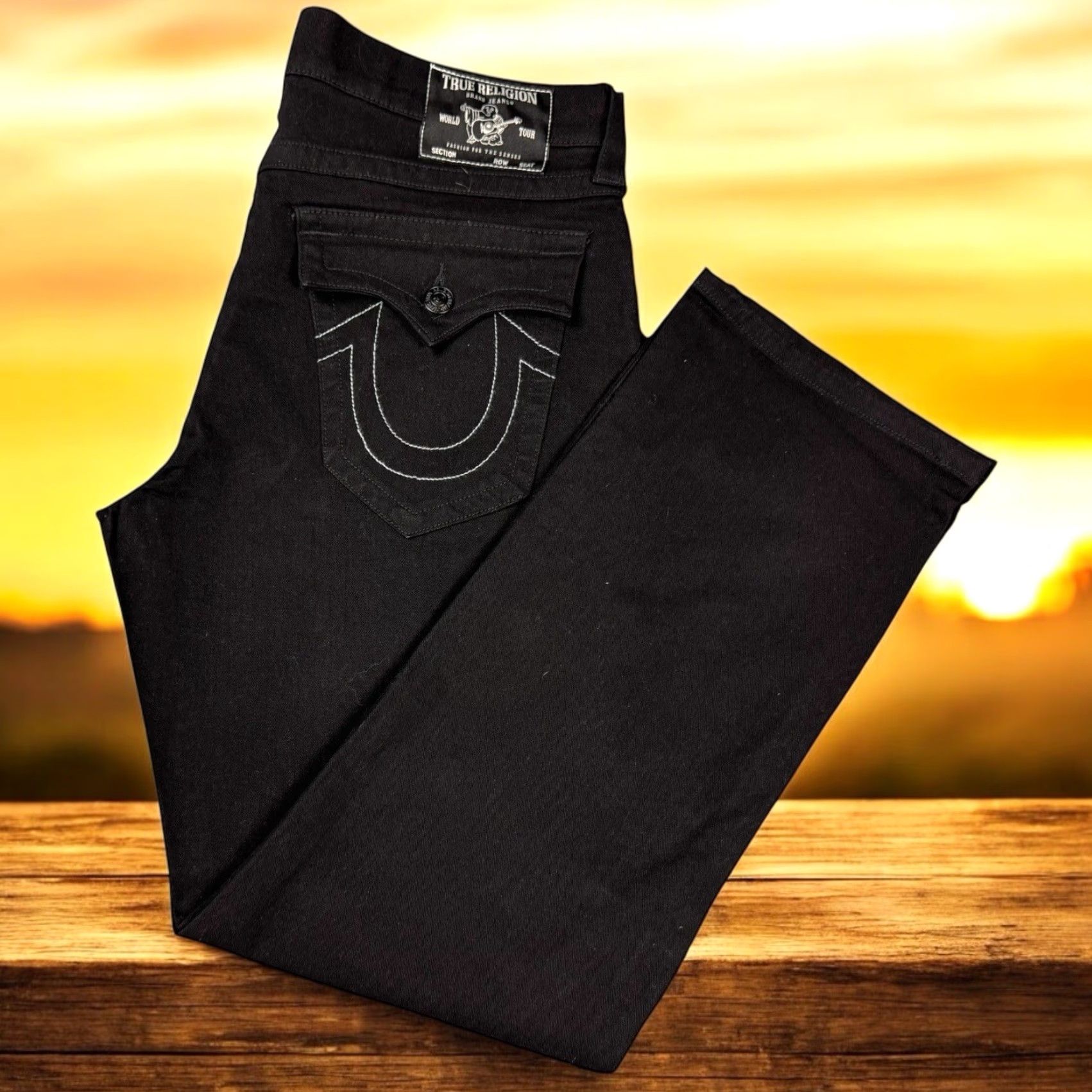 True Religion Jeans Mens 36x32 Ricky Flap SN Relaxed Straight