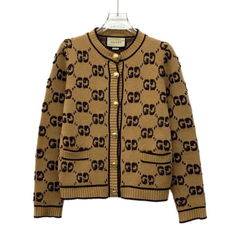 Gucci Gucci Brown logo jacquart full-print wool single-breasted l Size US S / EU 44-46 / 1 - 1 Thumbnail