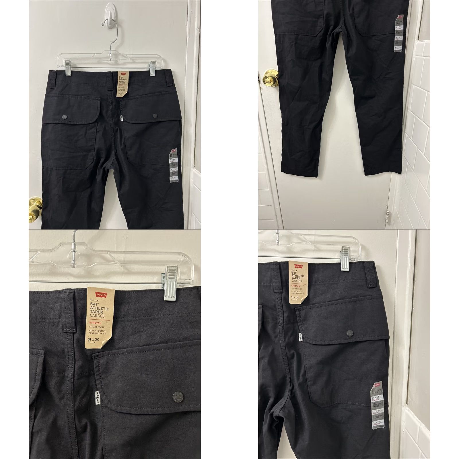 Levi's Levi's 541 Cargo Pants Mens 31x30 Black Athletic Tapered Pockets White Tab Pants Size US 31 - 8 Thumbnail